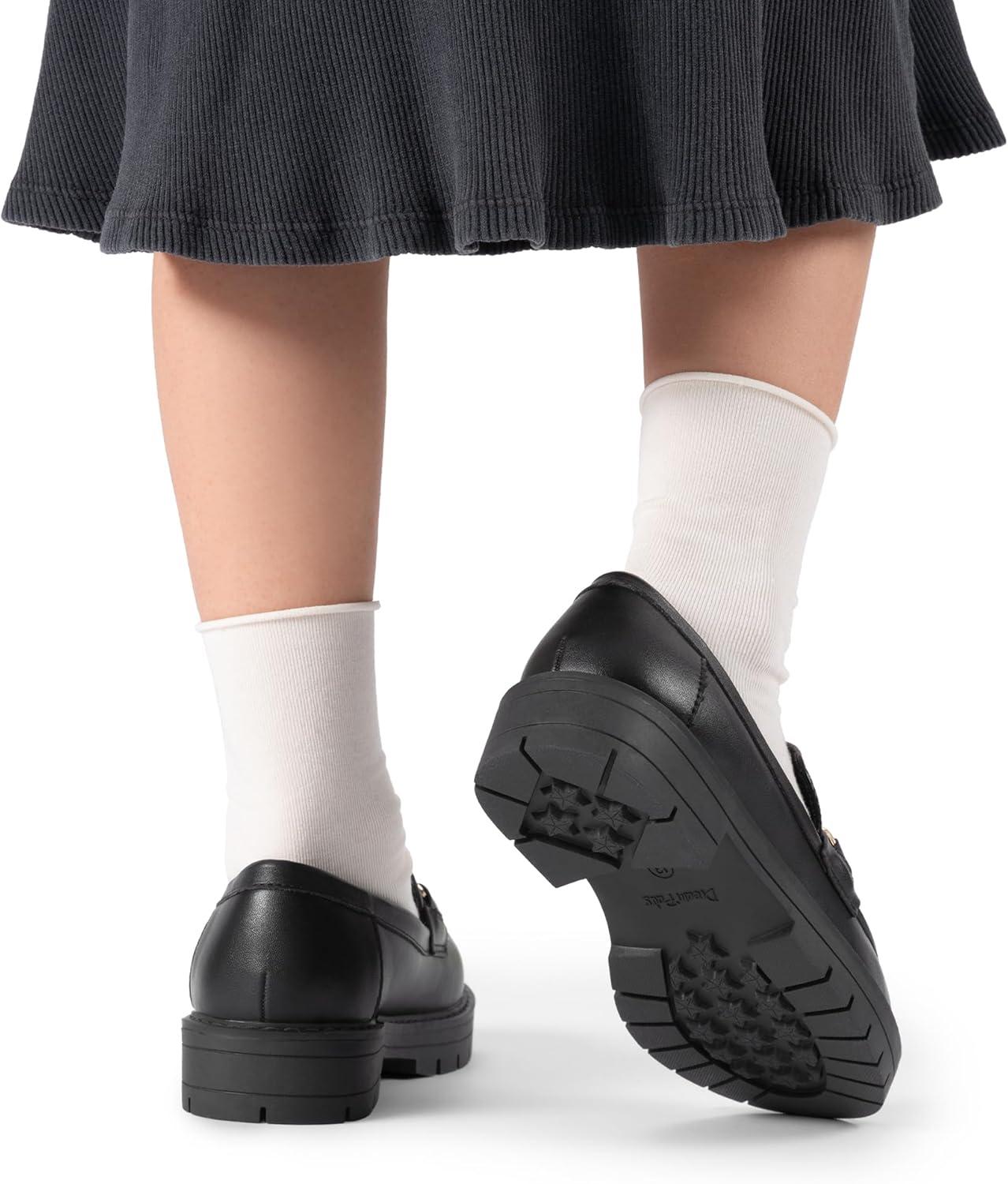 imageDREAM PAIRS Girls Loafers Chunky Platform Slip On Loafers School Uniform Dress ShoesBlackpu