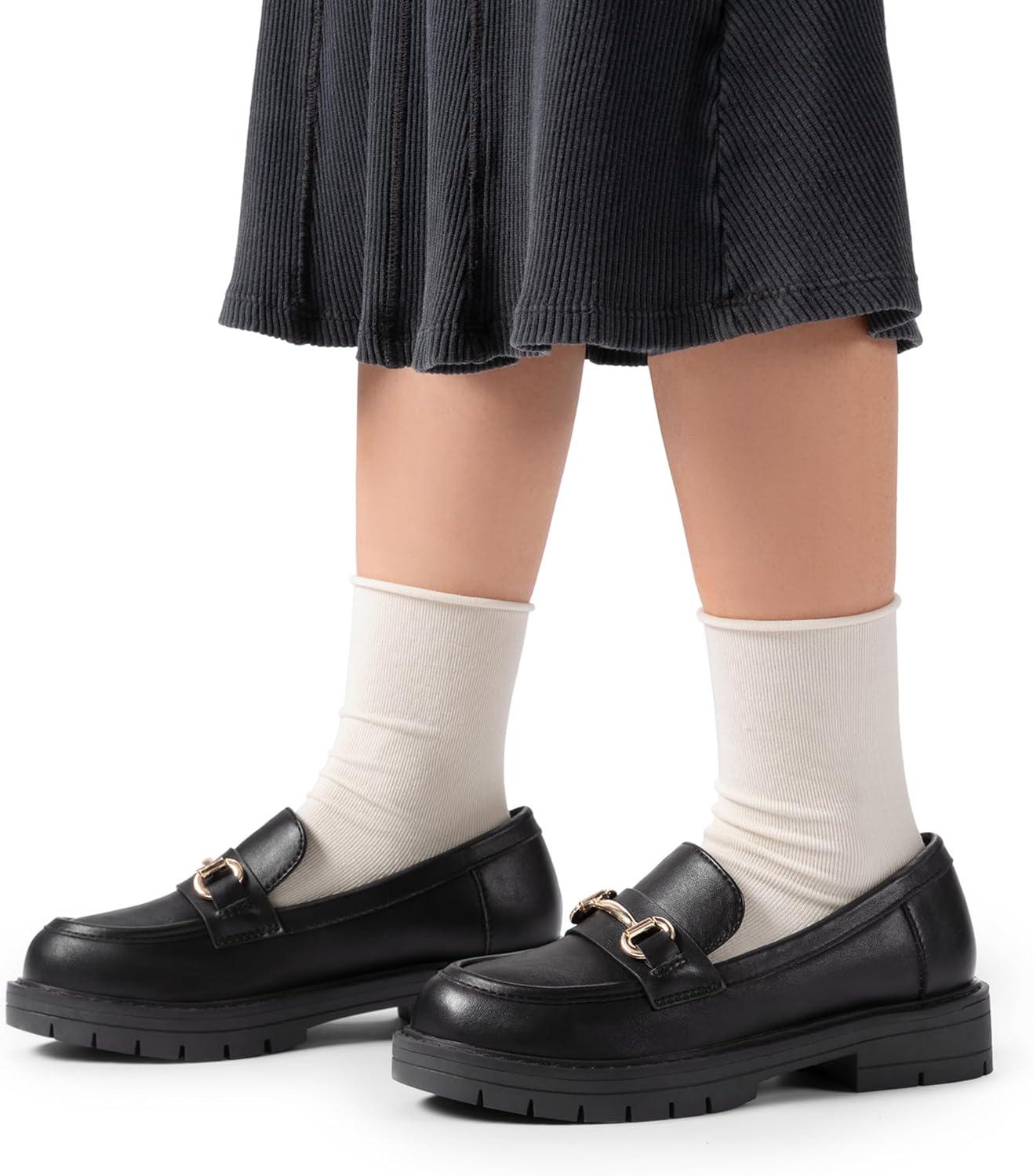 imageDREAM PAIRS Girls Loafers Chunky Platform Slip On Loafers School Uniform Dress ShoesBlackpu