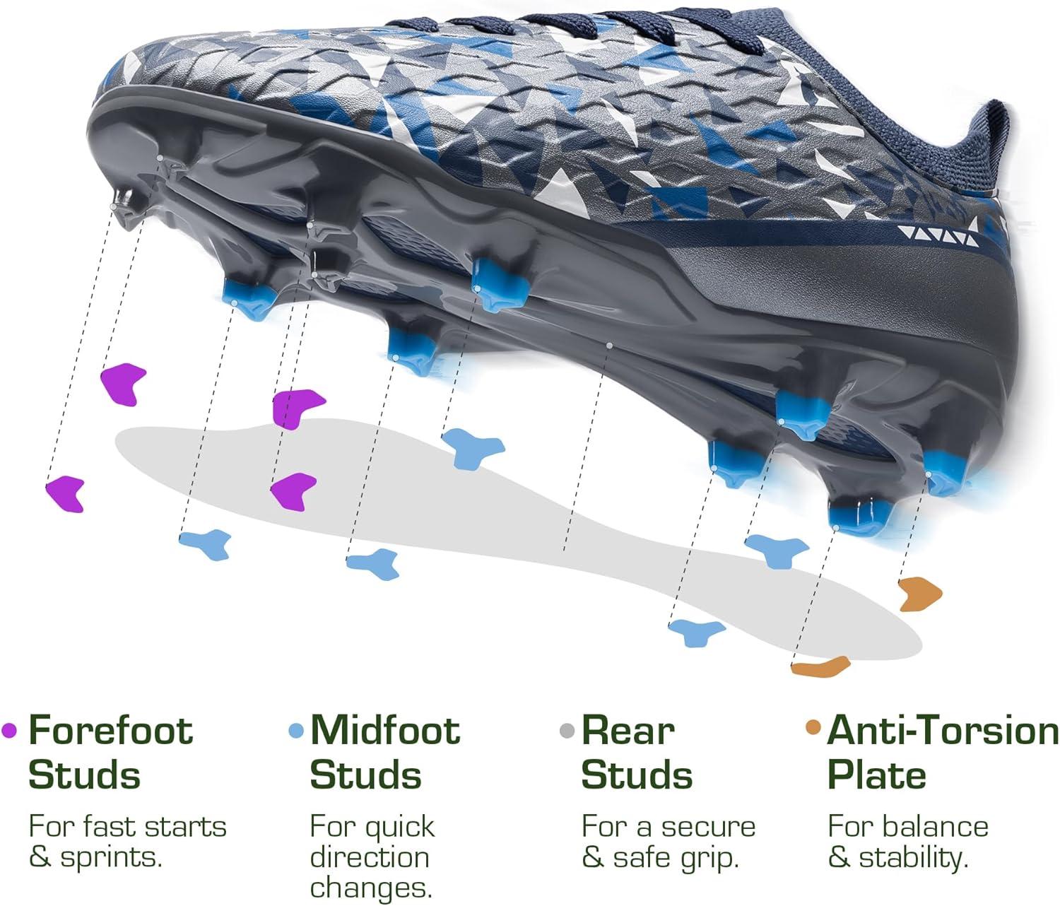 imageDREAM PAIRS Kids HighSpeed Soccer Cleats with TPU AntiTwist Plate Firm Ground Outdoor Athletic Sport Football ShoesDark GreyNavy
