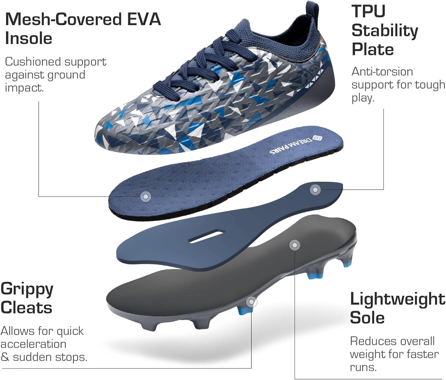 imageDREAM PAIRS Kids HighSpeed Soccer Cleats with TPU AntiTwist Plate Firm Ground Outdoor Athletic Sport Football ShoesDark GreyNavy