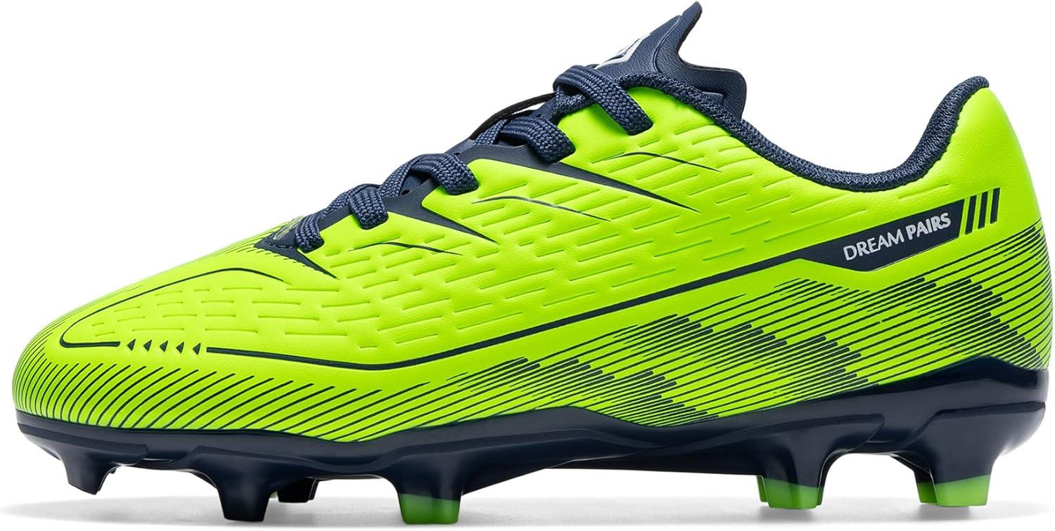 imageDREAM PAIRS Kids Multi Ground Soccer Cleats with HighSpeed AntiTwist TPU Plate Athletic Football Shoes for LittleBig KidsNeon Green