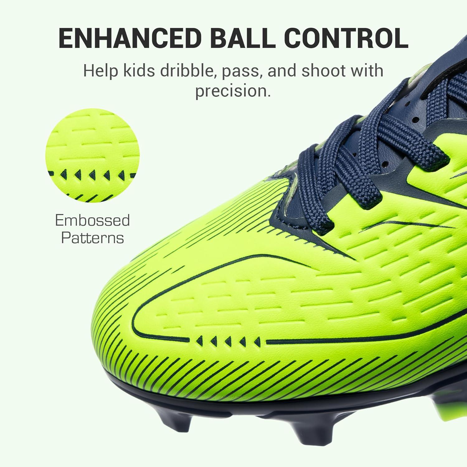 imageDREAM PAIRS Kids Multi Ground Soccer Cleats with HighSpeed AntiTwist TPU Plate Athletic Football Shoes for LittleBig KidsNeon Green