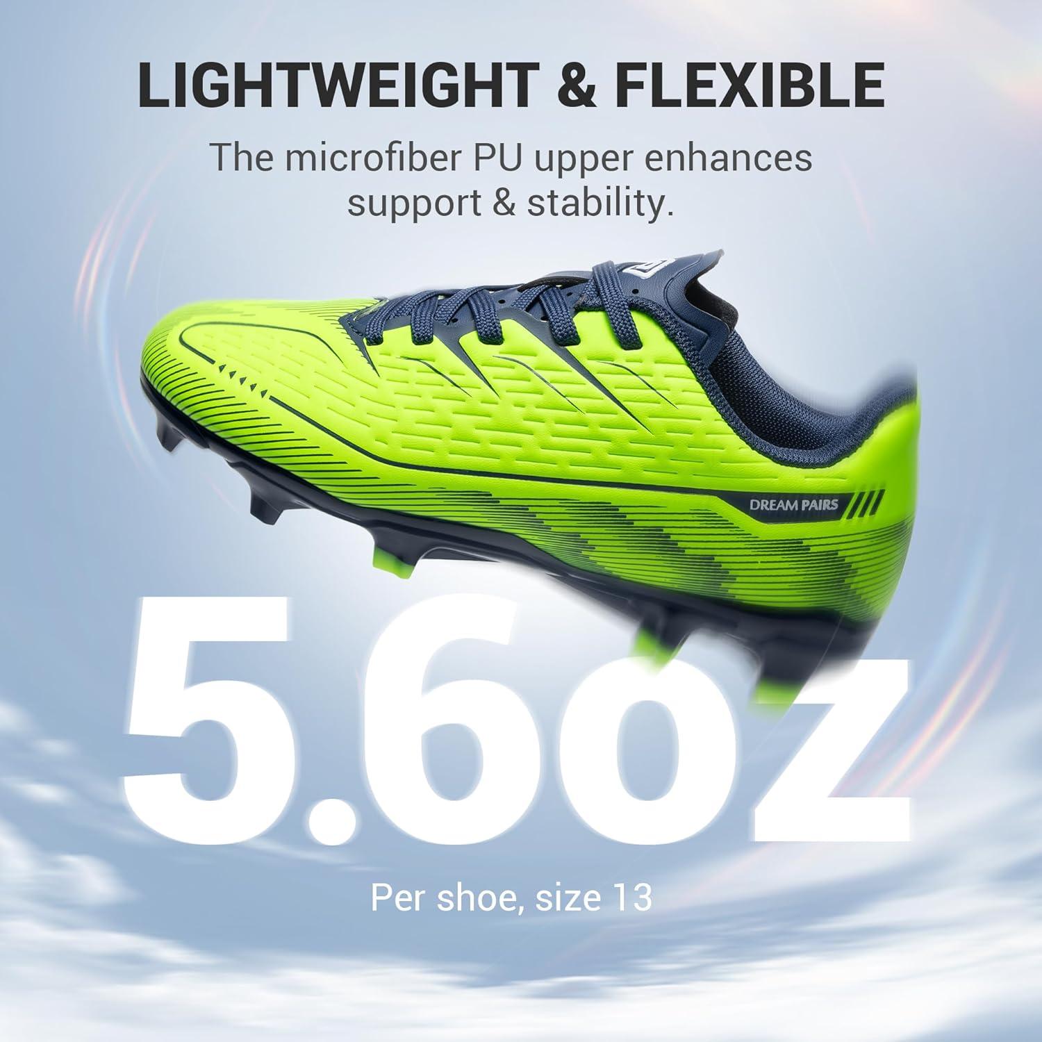 imageDREAM PAIRS Kids Multi Ground Soccer Cleats with HighSpeed AntiTwist TPU Plate Athletic Football Shoes for LittleBig KidsNeon Green