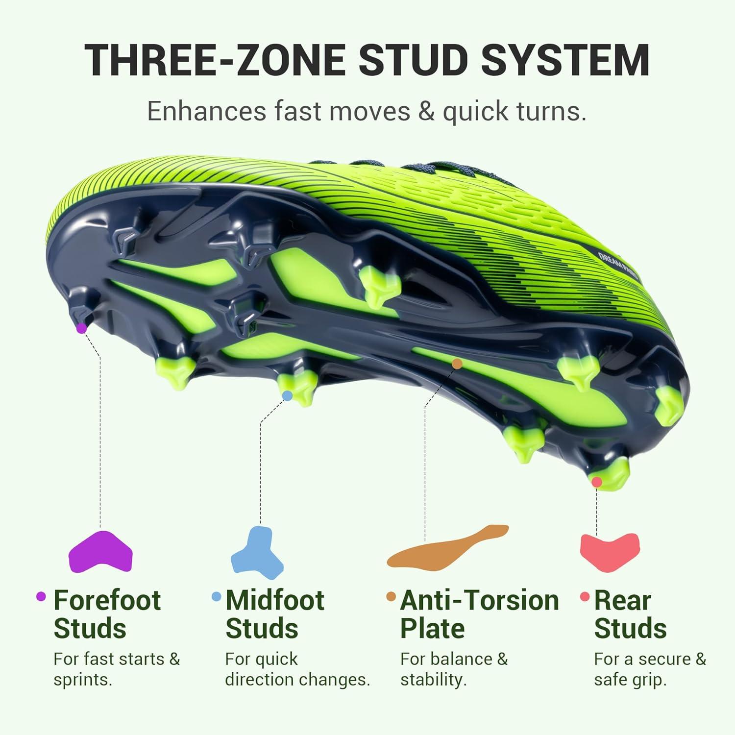 imageDREAM PAIRS Kids Multi Ground Soccer Cleats with HighSpeed AntiTwist TPU Plate Athletic Football Shoes for LittleBig KidsNeon Green