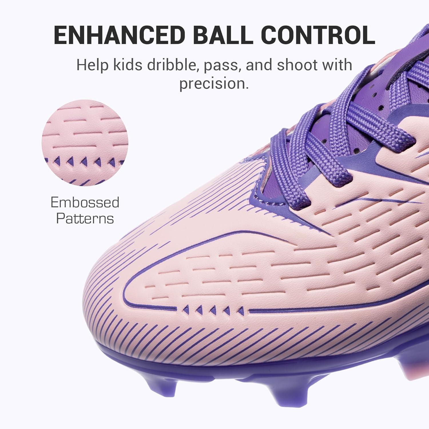 imageDREAM PAIRS Kids Multi Ground Soccer Cleats with HighSpeed AntiTwist TPU Plate Athletic Football Shoes for LittleBig KidsPinkPurple