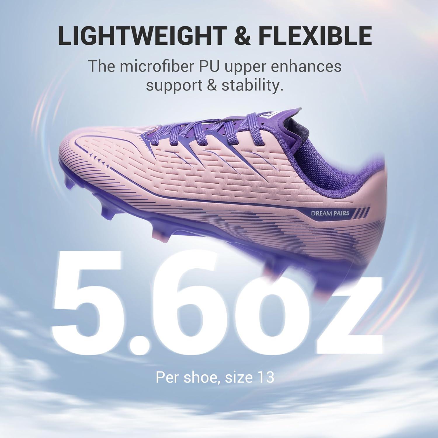 imageDREAM PAIRS Kids Multi Ground Soccer Cleats with HighSpeed AntiTwist TPU Plate Athletic Football Shoes for LittleBig KidsPinkPurple