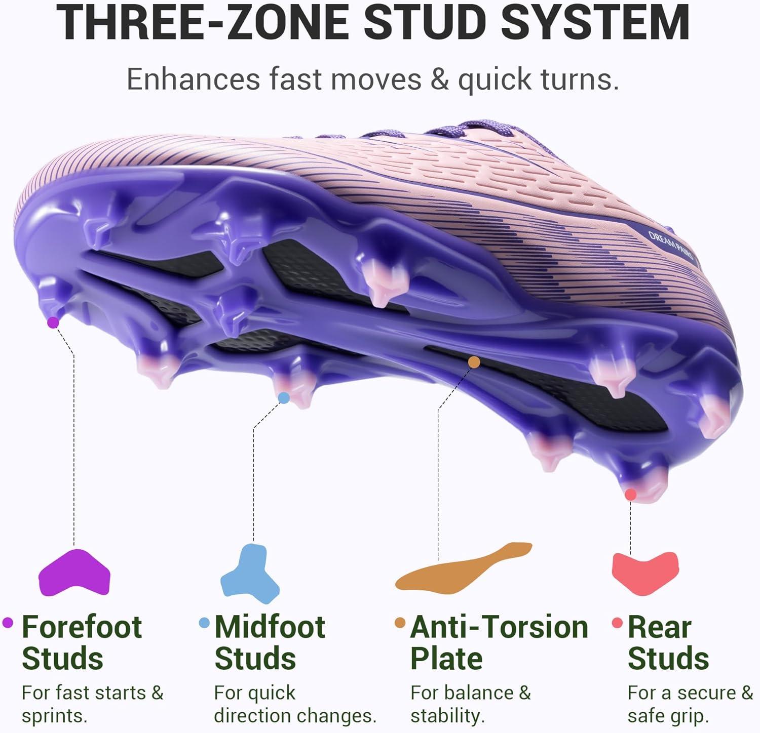 imageDREAM PAIRS Kids Multi Ground Soccer Cleats with HighSpeed AntiTwist TPU Plate Athletic Football Shoes for LittleBig KidsPinkPurple