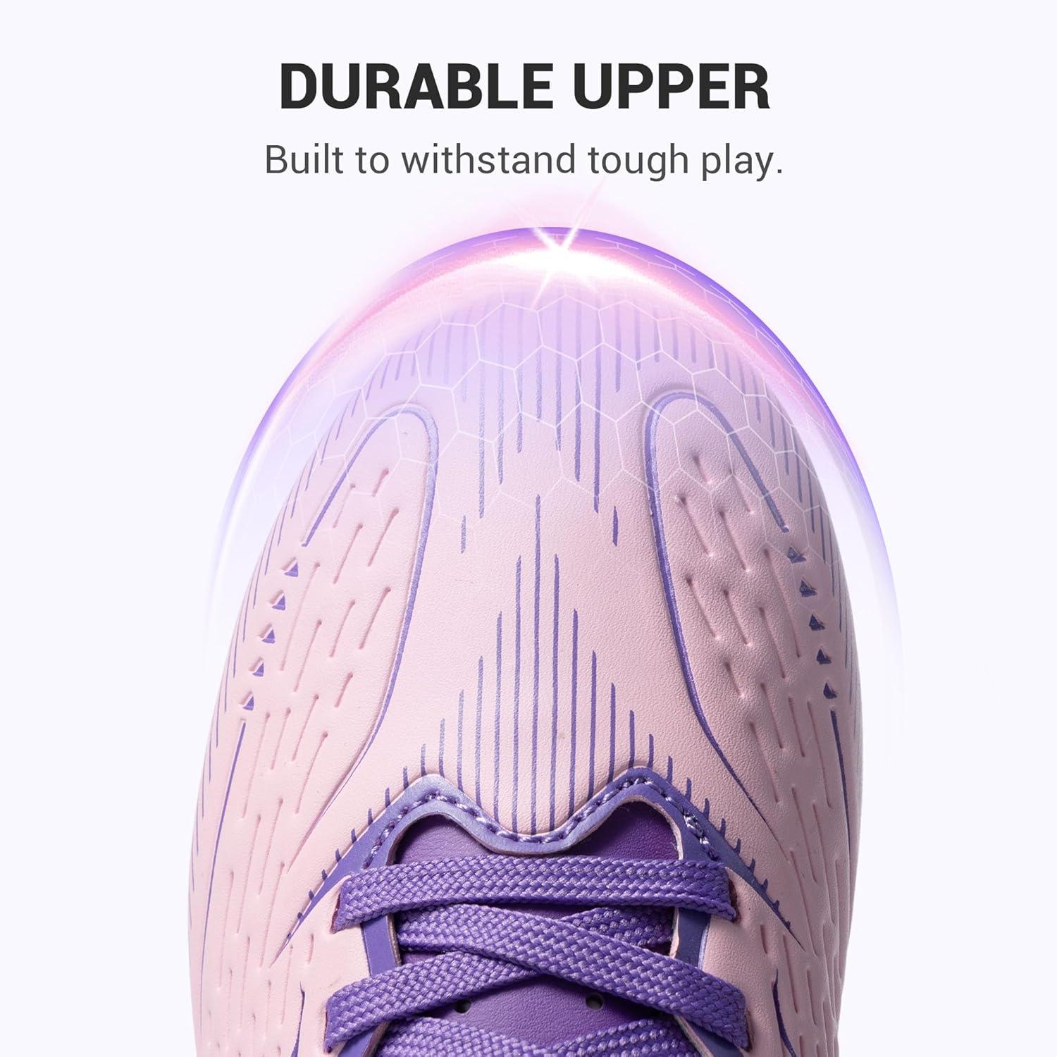 imageDREAM PAIRS Kids Multi Ground Soccer Cleats with HighSpeed AntiTwist TPU Plate Athletic Football Shoes for LittleBig KidsPinkPurple