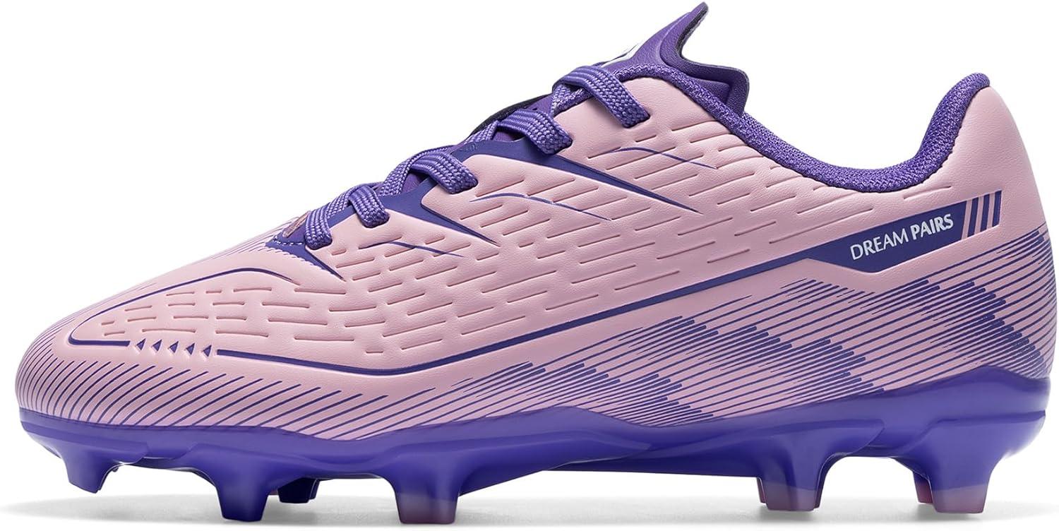 imageDREAM PAIRS Kids Multi Ground Soccer Cleats with HighSpeed AntiTwist TPU Plate Athletic Football Shoes for LittleBig KidsPinkPurple
