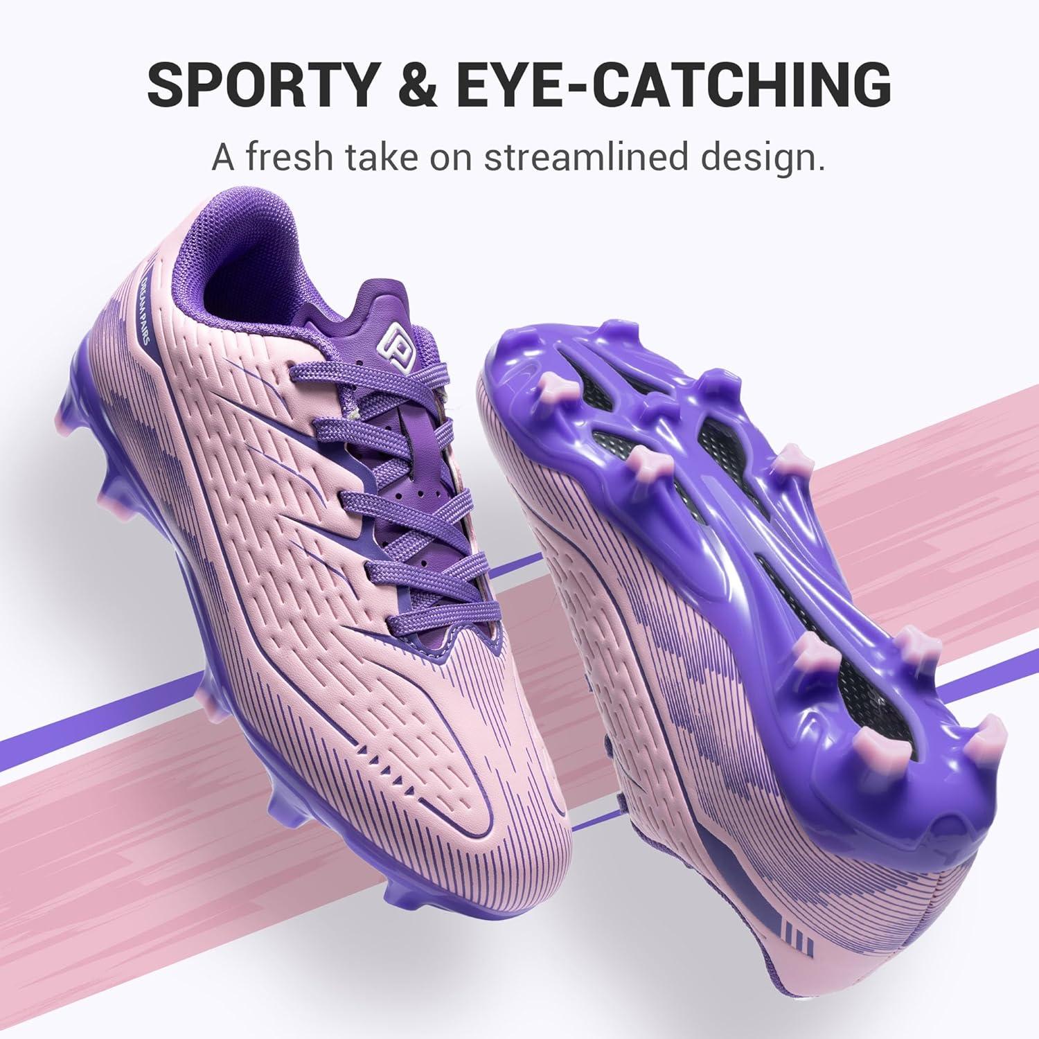 imageDREAM PAIRS Kids Multi Ground Soccer Cleats with HighSpeed AntiTwist TPU Plate Athletic Football Shoes for LittleBig KidsPinkPurple