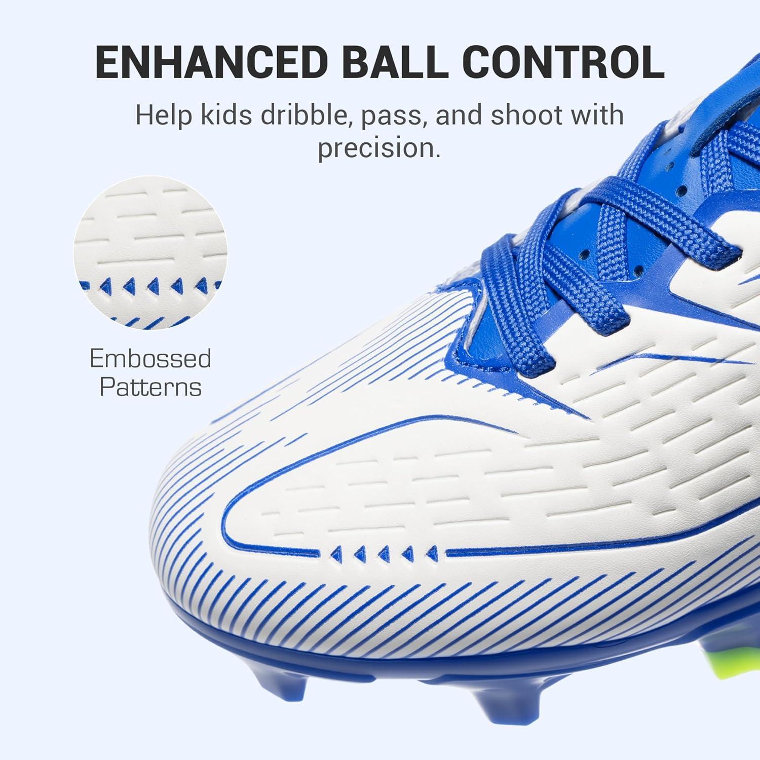 imageDREAM PAIRS Kids Multi Ground Soccer Cleats with HighSpeed AntiTwist TPU Plate Athletic Football Shoes for LittleBig KidsWhiteBlue