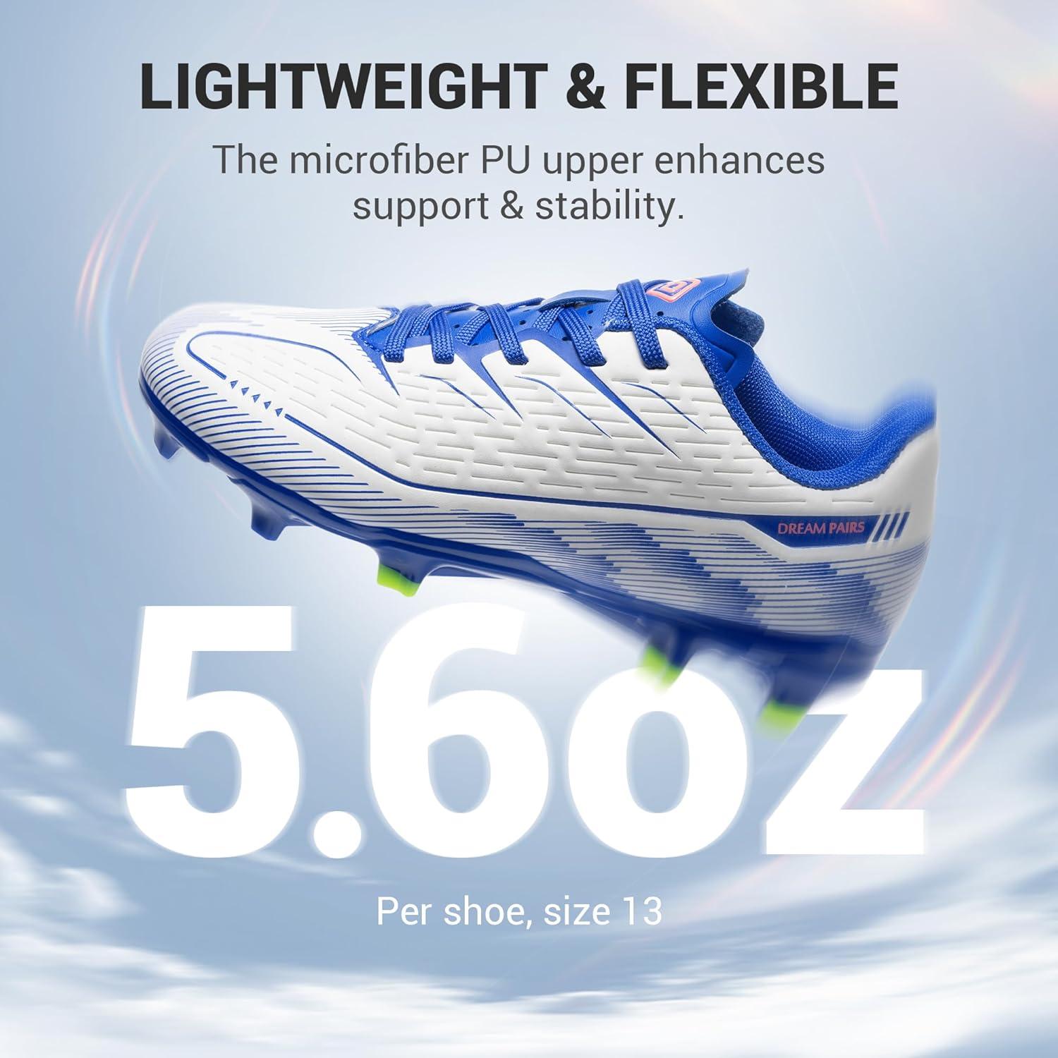 imageDREAM PAIRS Kids Multi Ground Soccer Cleats with HighSpeed AntiTwist TPU Plate Athletic Football Shoes for LittleBig KidsWhiteBlue