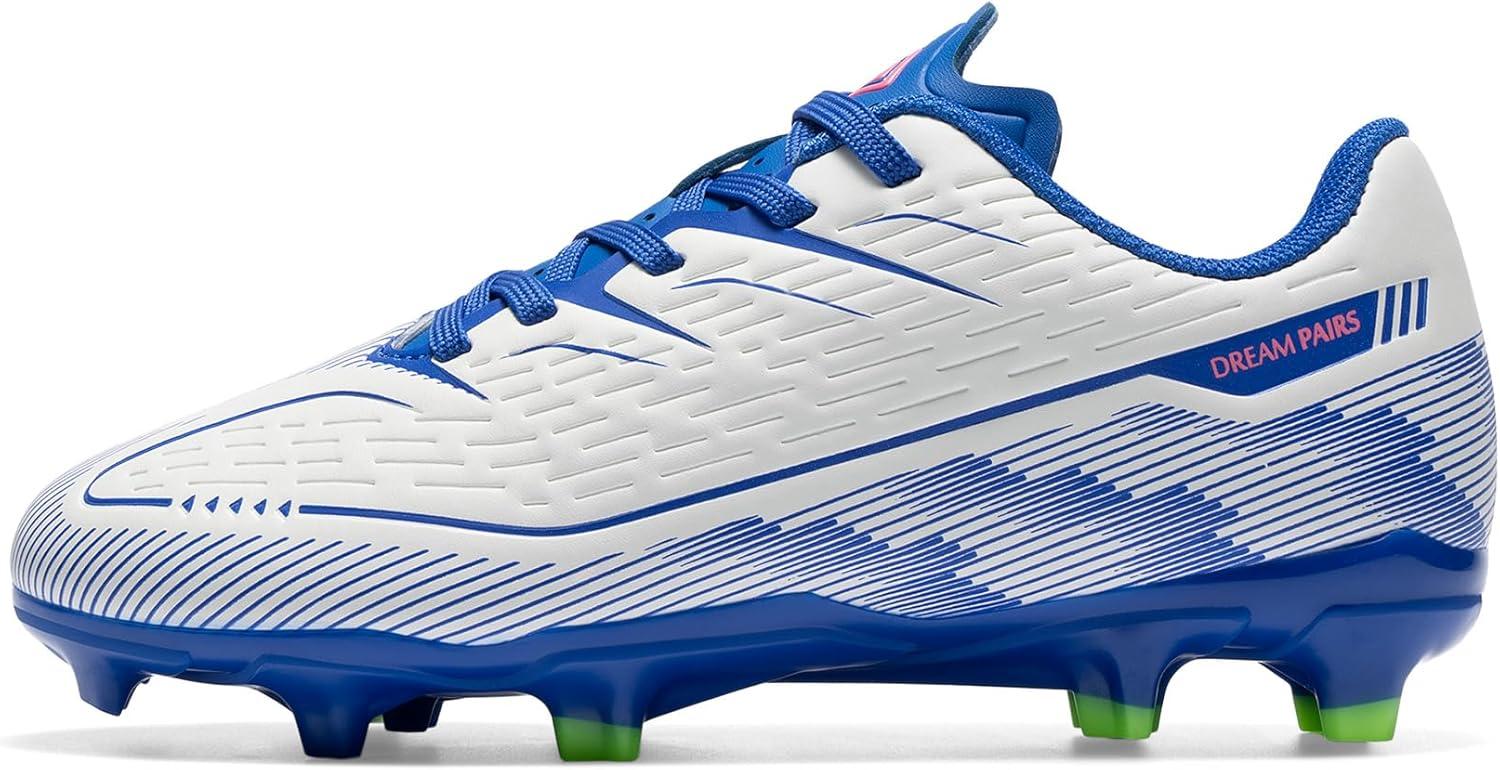 imageDREAM PAIRS Kids Multi Ground Soccer Cleats with HighSpeed AntiTwist TPU Plate Athletic Football Shoes for LittleBig KidsWhiteBlue