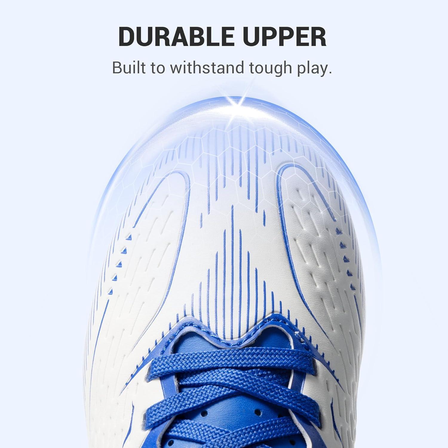 imageDREAM PAIRS Kids Multi Ground Soccer Cleats with HighSpeed AntiTwist TPU Plate Athletic Football Shoes for LittleBig KidsWhiteBlue