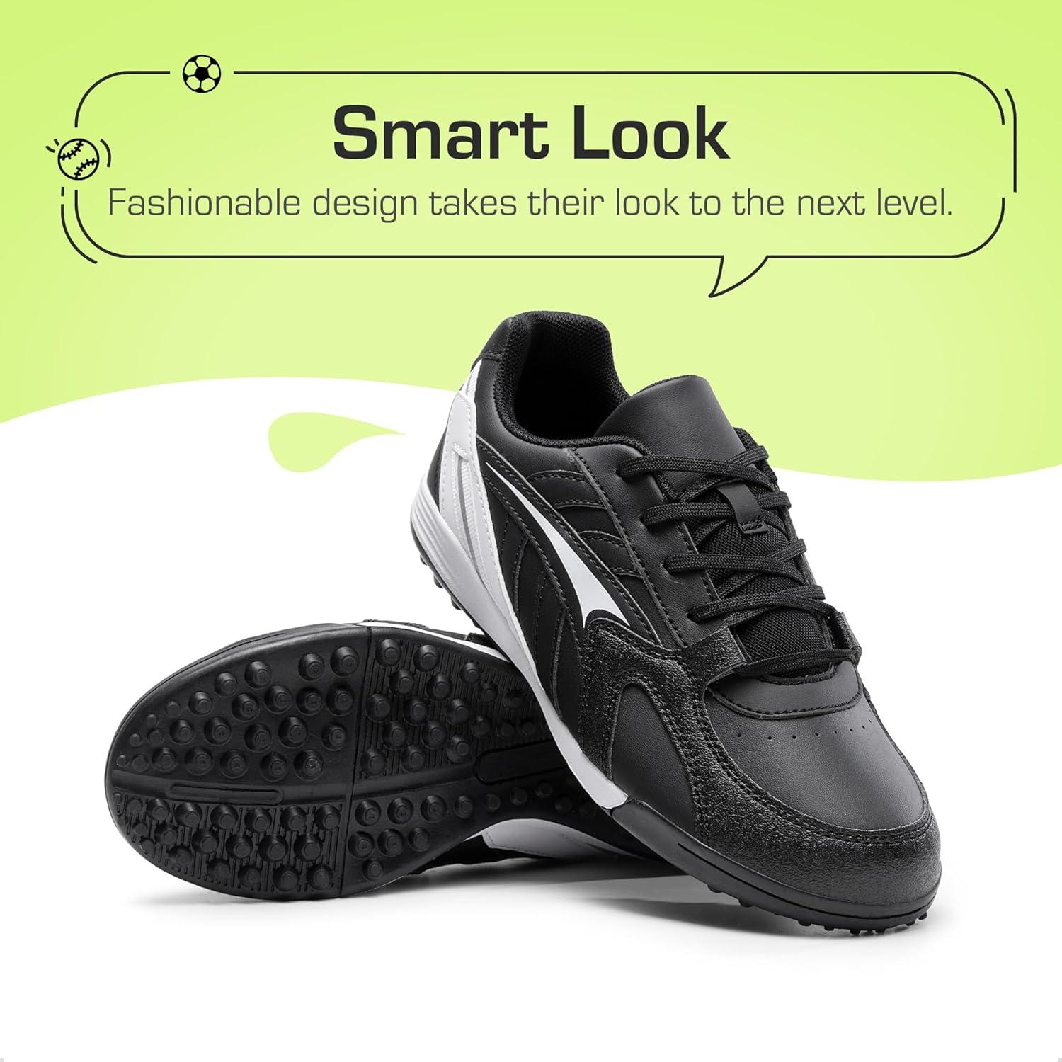 imageDREAM PAIRS Kids Soccer CleatsBlackWhite