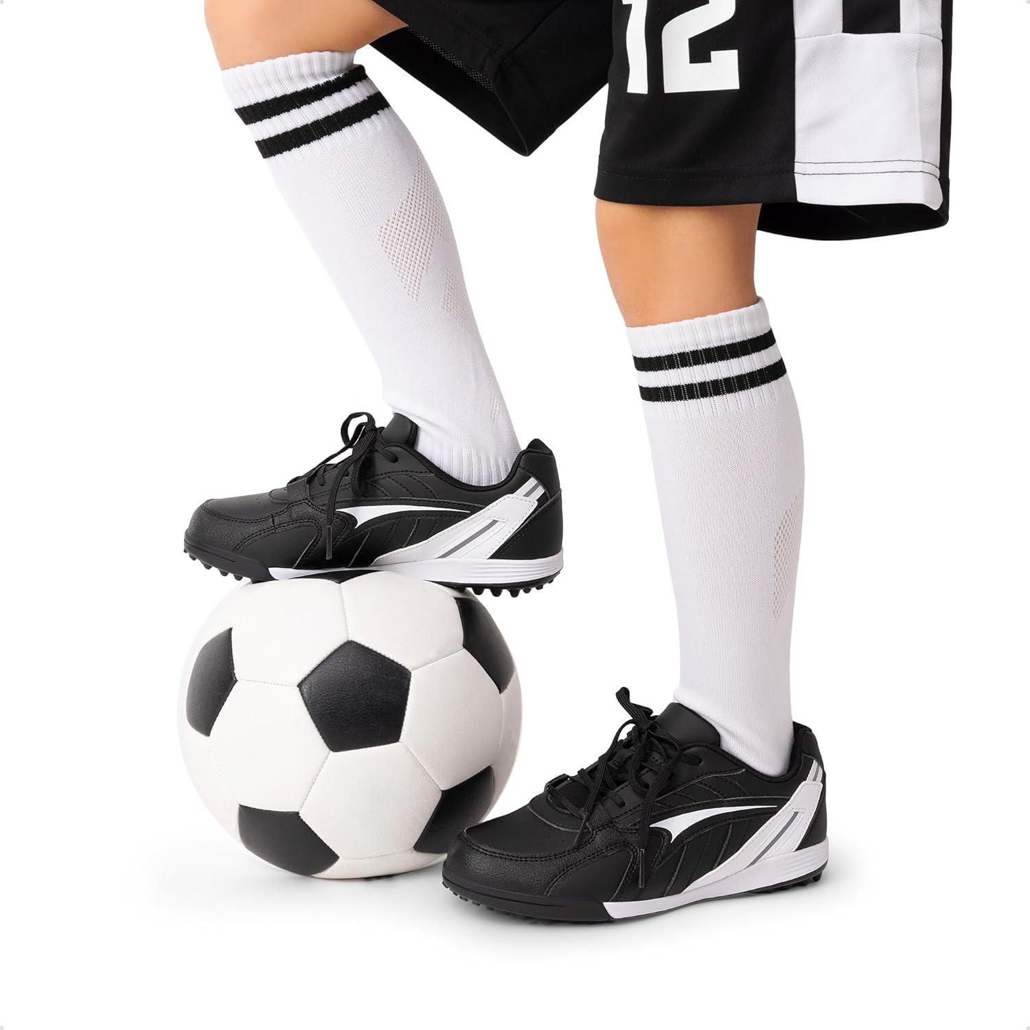 imageDREAM PAIRS Kids Soccer CleatsBlackWhite
