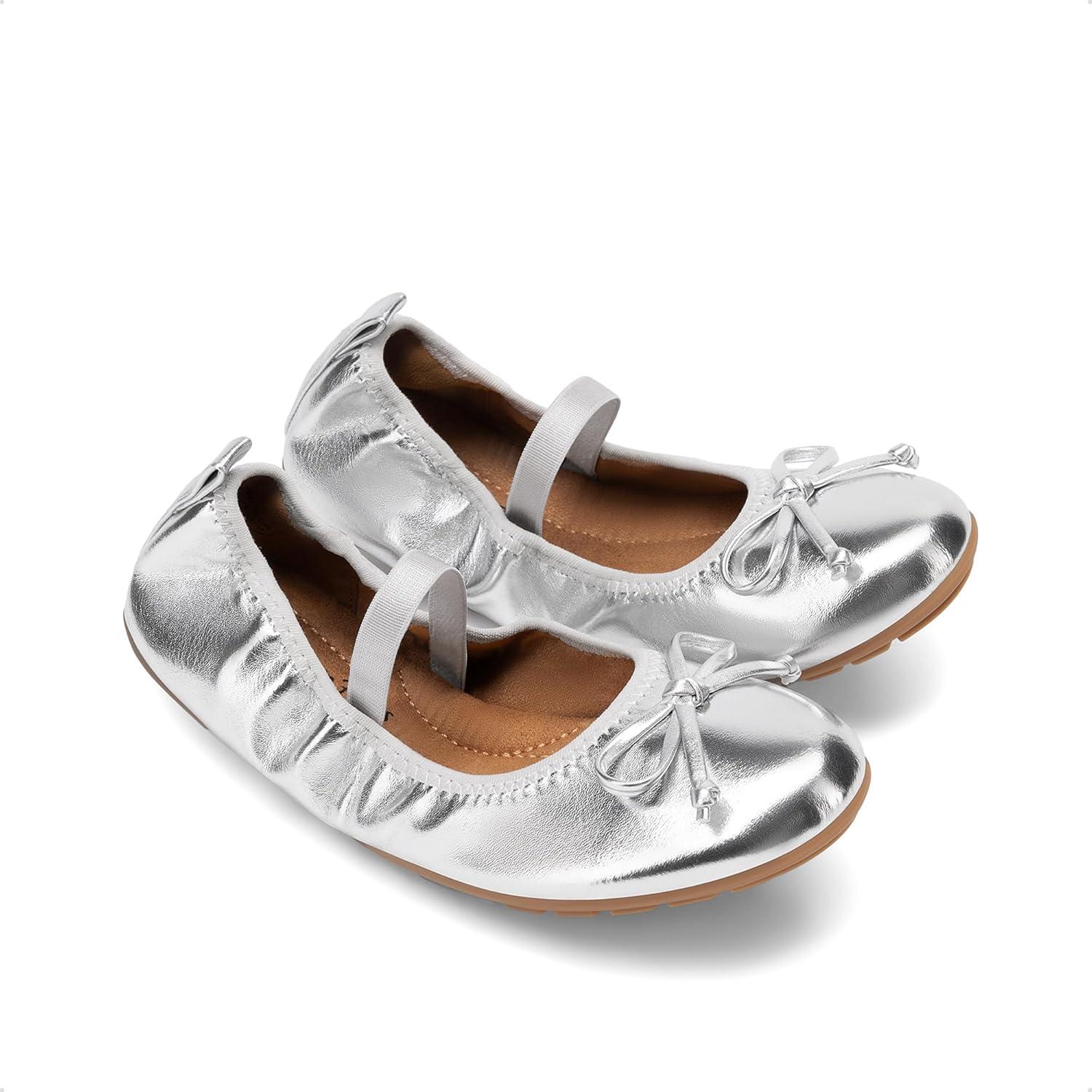 imageDREAM PAIRS Little Girls Toddler Ballet Flats Dress Shoes Mary Janes ShoesSilver
