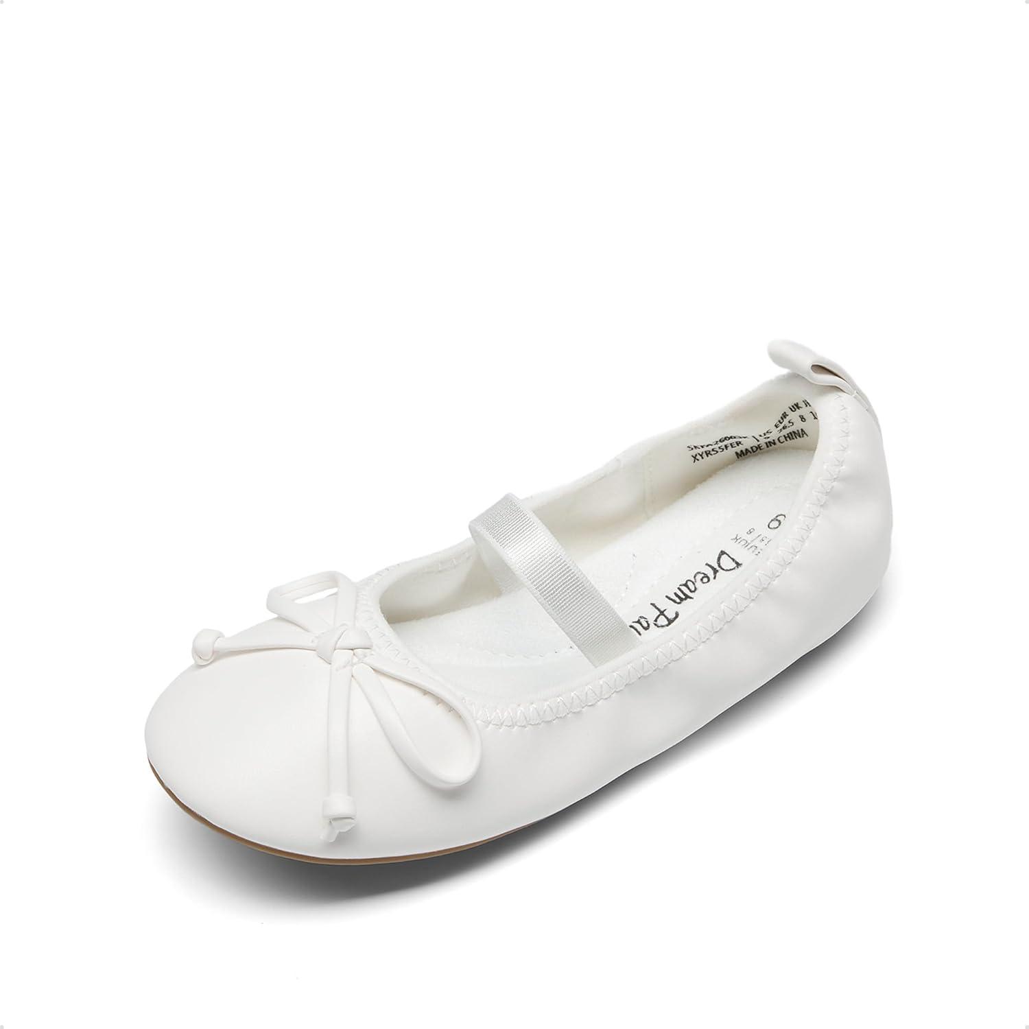 imageDREAM PAIRS Little Girls Toddler Ballet Flats Dress Shoes Mary Janes ShoesWhite