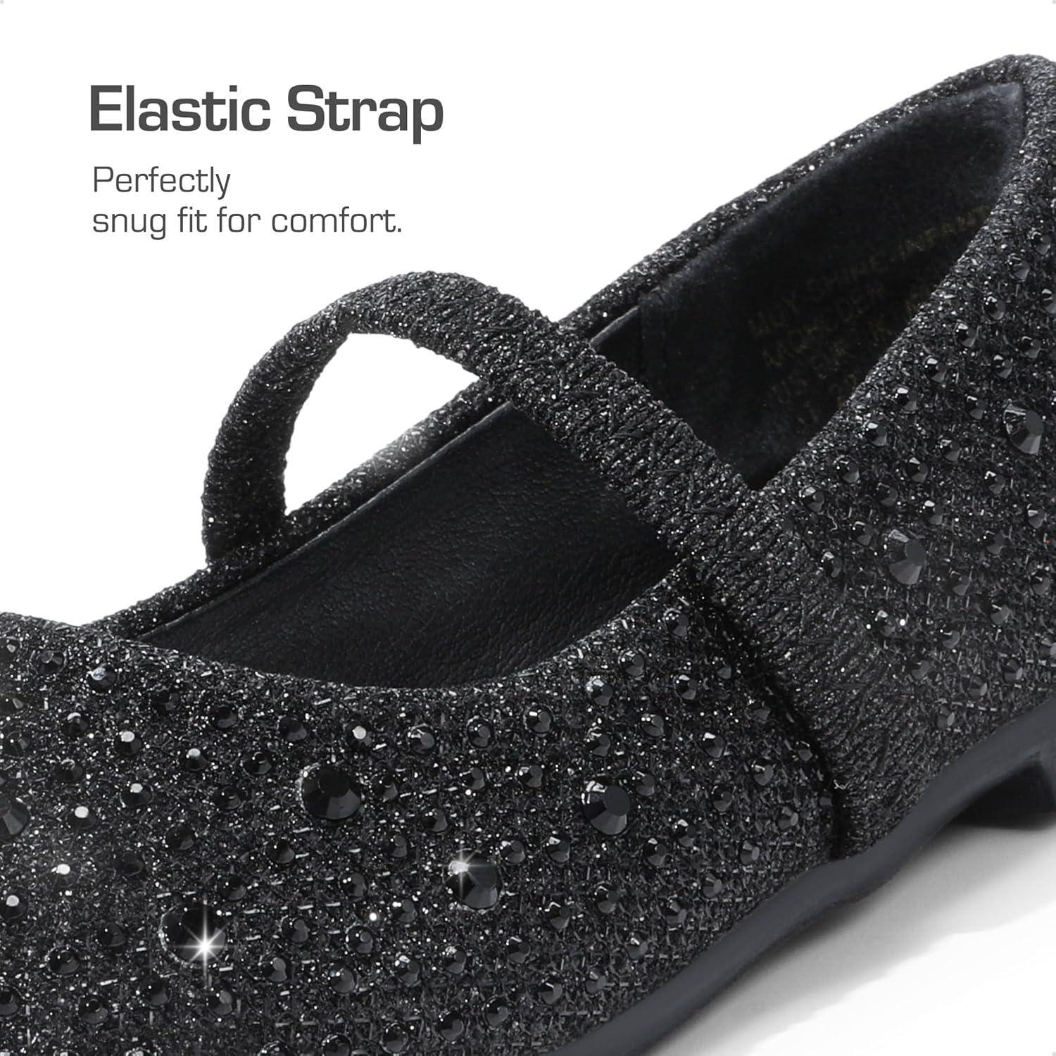 imageDREAM PAIRS Toddler Girls Dress Shoes Mary Jane Ballet Flats Flower Girl Shoes with Rhinestone Slipon Toddler Mary Jane FlatsBlackGlitter