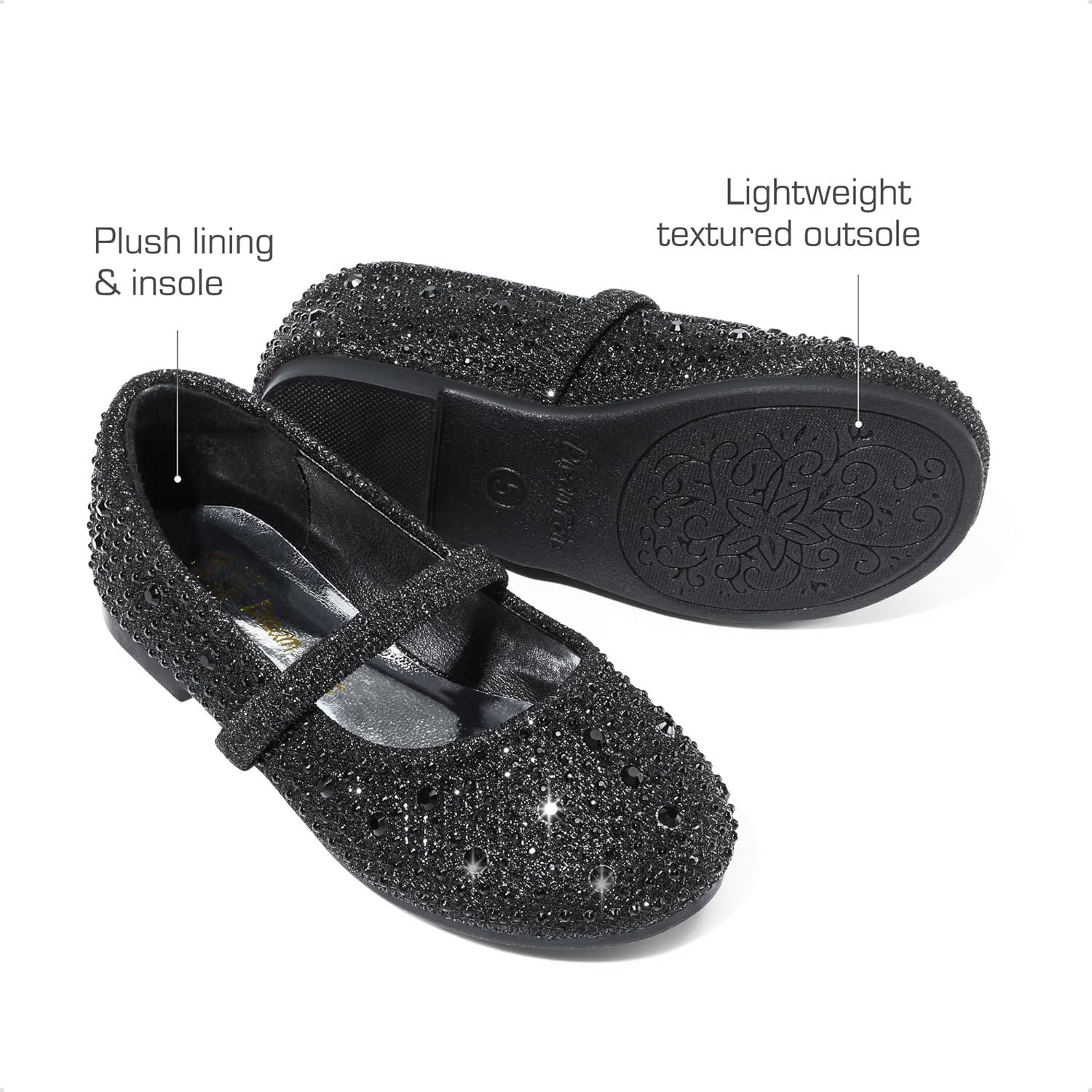 imageDREAM PAIRS Toddler Girls Dress Shoes Mary Jane Ballet Flats Flower Girl Shoes with Rhinestone Slipon Toddler Mary Jane FlatsBlackGlitter