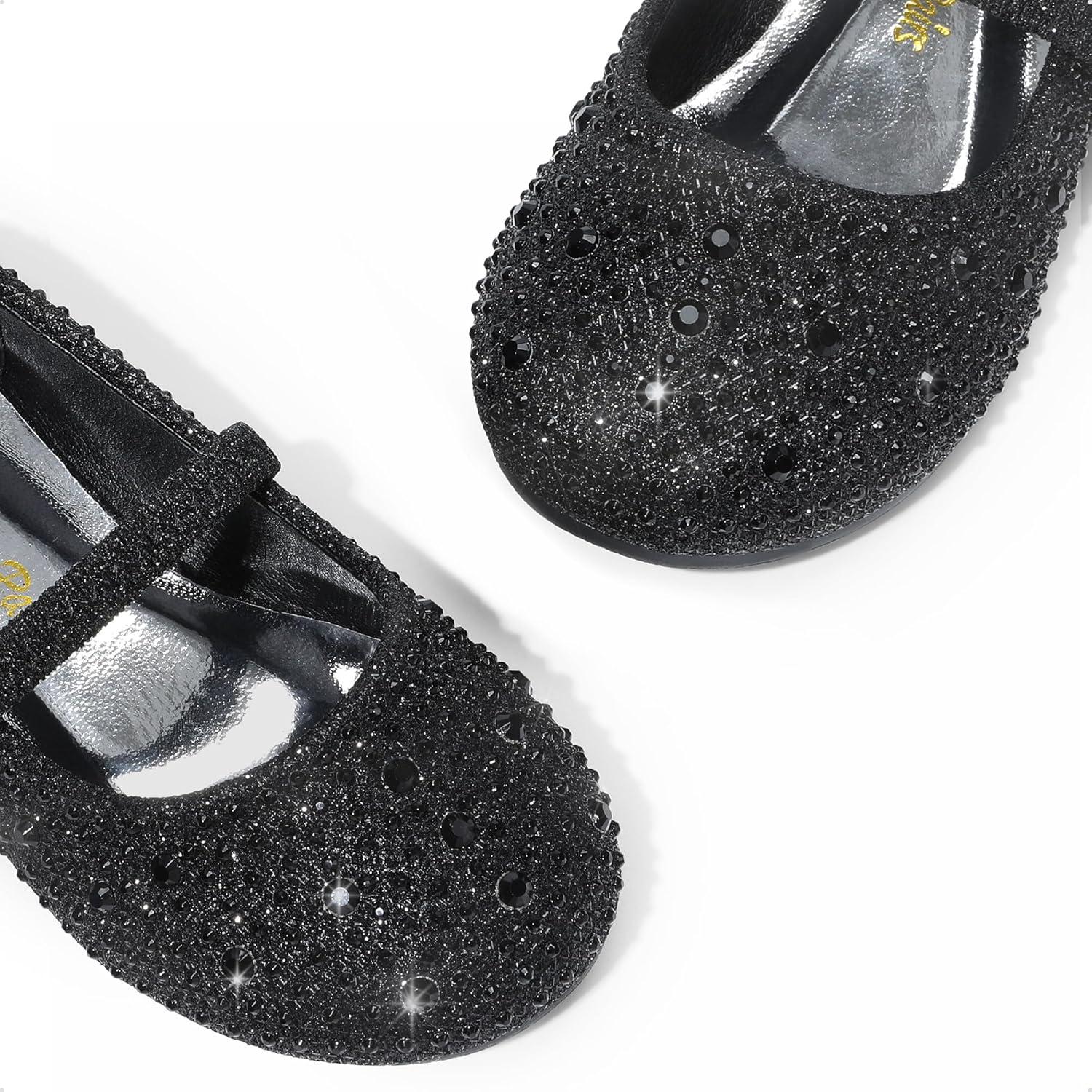 imageDREAM PAIRS Toddler Girls Dress Shoes Mary Jane Ballet Flats Flower Girl Shoes with Rhinestone Slipon Toddler Mary Jane FlatsBlackGlitter