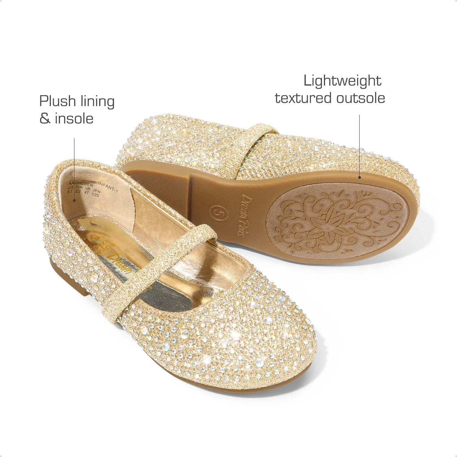 imageDREAM PAIRS Toddler Girls Dress Shoes Mary Jane Ballet Flats Flower Girl Shoes with Rhinestone Slipon Toddler Mary Jane FlatsMuyshinegold Glitter