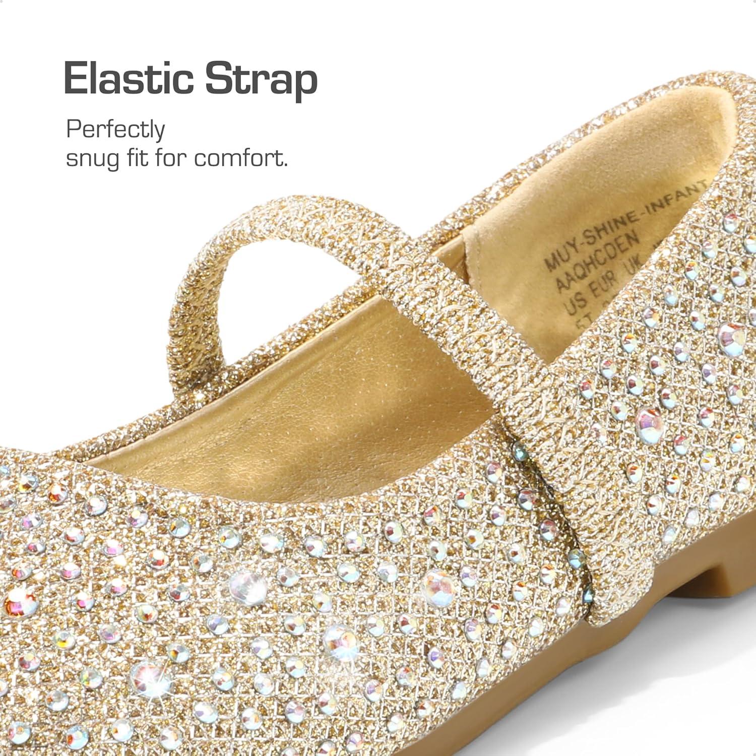 imageDREAM PAIRS Toddler Girls Dress Shoes Mary Jane Ballet Flats Flower Girl Shoes with Rhinestone Slipon Toddler Mary Jane FlatsMuyshinegold Glitter