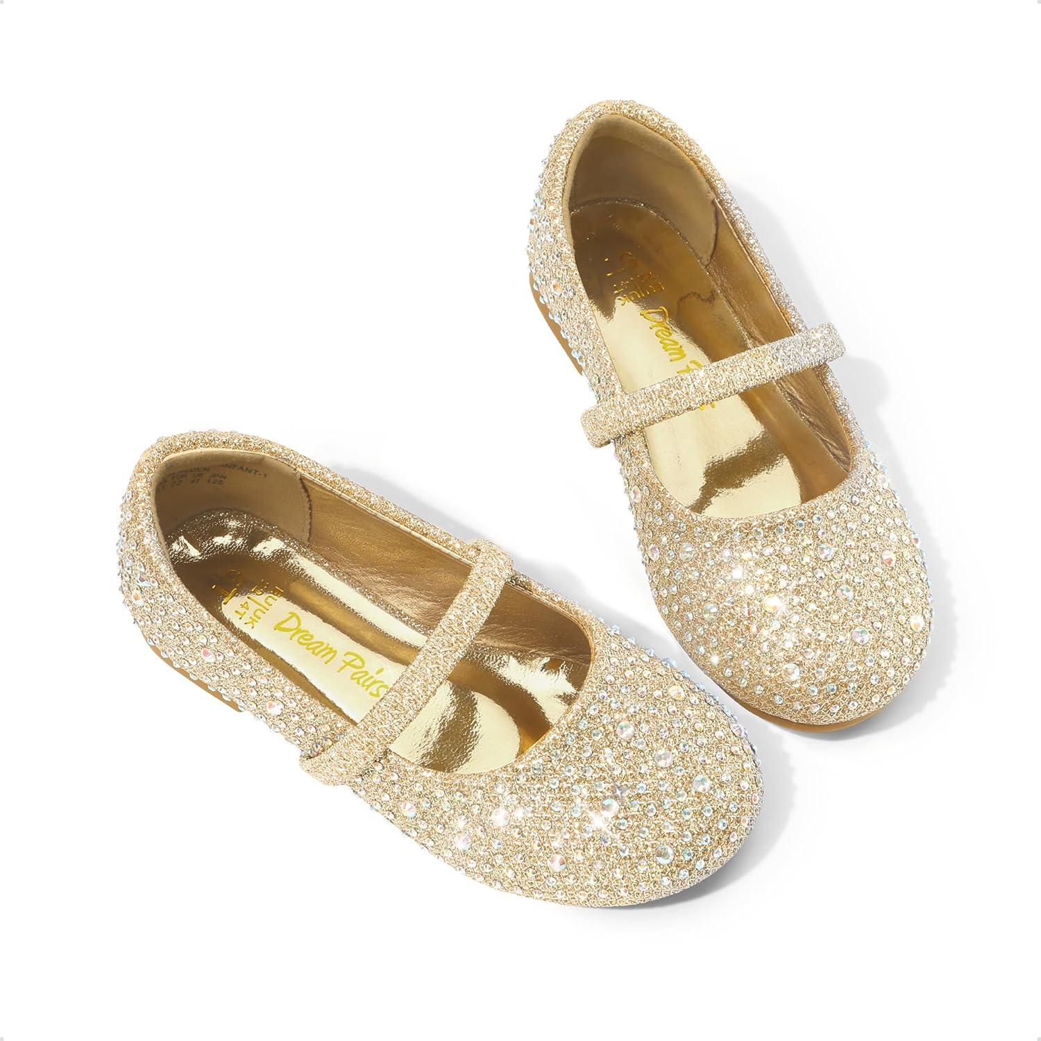 imageDREAM PAIRS Toddler Girls Dress Shoes Mary Jane Ballet Flats Flower Girl Shoes with Rhinestone Slipon Toddler Mary Jane FlatsMuyshinegold Glitter