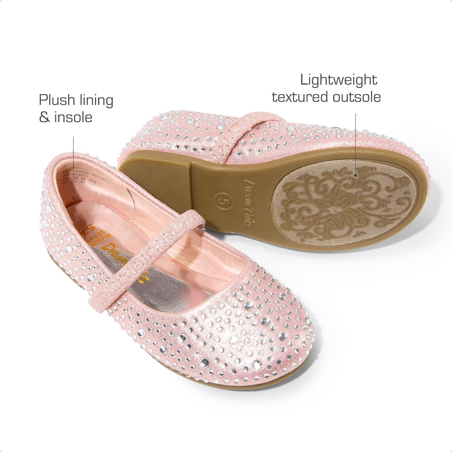 imageDREAM PAIRS Toddler Girls Dress Shoes Mary Jane Ballet Flats Flower Girl Shoes with Rhinestone Slipon Toddler Mary Jane FlatsPinkSuede