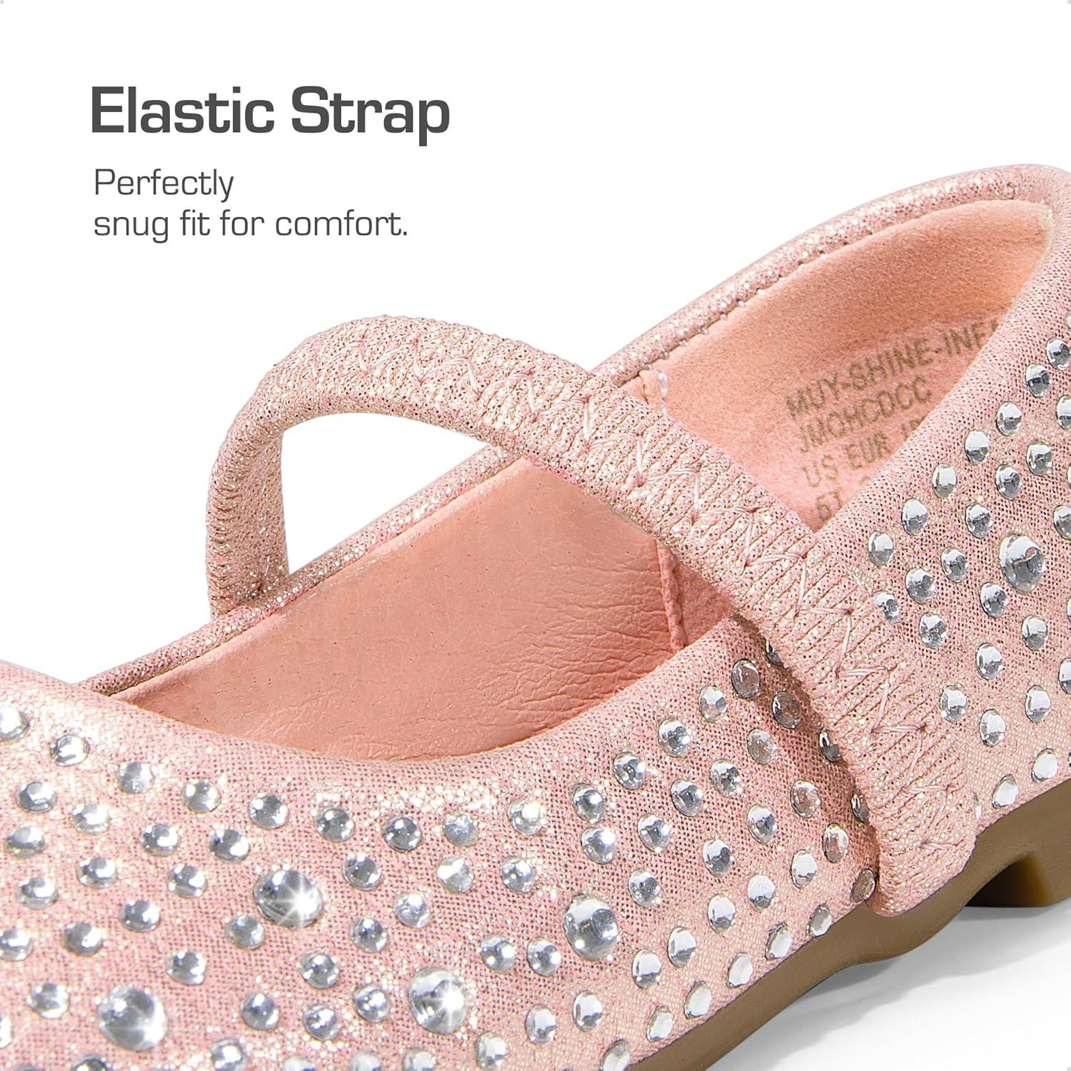 imageDREAM PAIRS Toddler Girls Dress Shoes Mary Jane Ballet Flats Flower Girl Shoes with Rhinestone Slipon Toddler Mary Jane FlatsPinkSuede