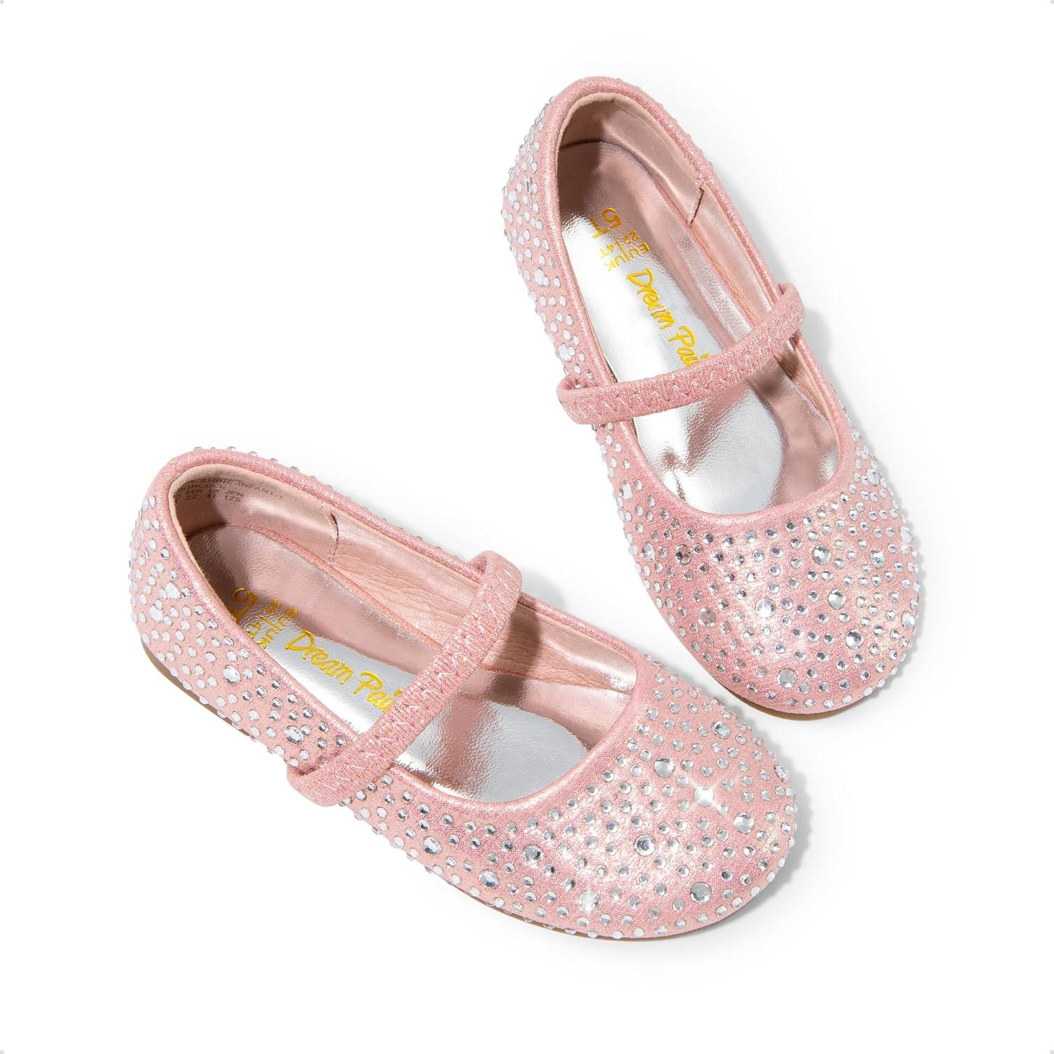 imageDREAM PAIRS Toddler Girls Dress Shoes Mary Jane Ballet Flats Flower Girl Shoes with Rhinestone Slipon Toddler Mary Jane FlatsPinkSuede