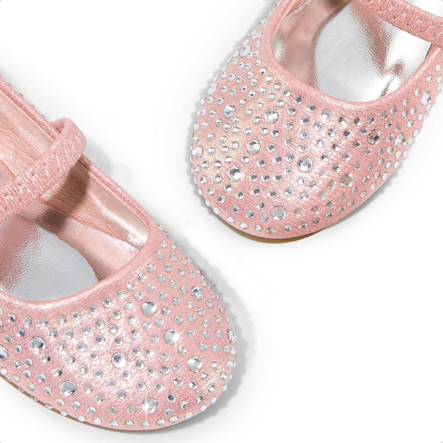 imageDREAM PAIRS Toddler Girls Dress Shoes Mary Jane Ballet Flats Flower Girl Shoes with Rhinestone Slipon Toddler Mary Jane FlatsPinkSuede