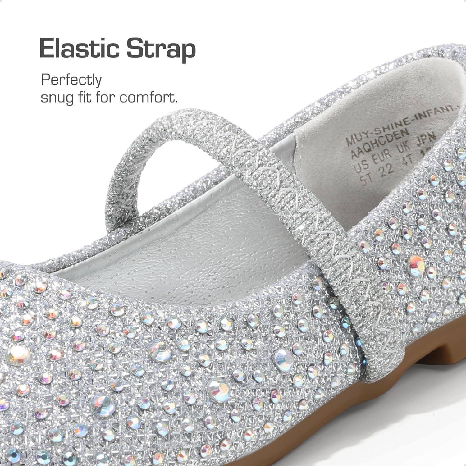 imageDREAM PAIRS Toddler Girls Dress Shoes Mary Jane Ballet Flats Flower Girl Shoes with Rhinestone Slipon Toddler Mary Jane FlatsSilverGlitter