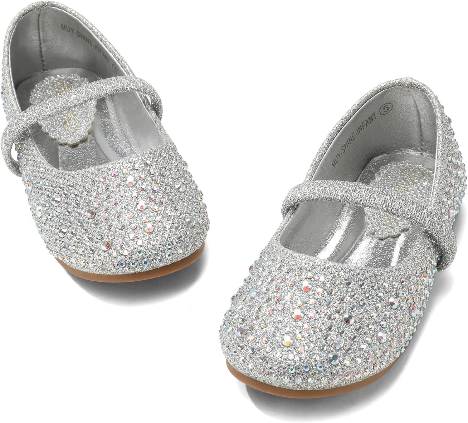imageDREAM PAIRS Toddler Girls Dress Shoes Mary Jane Ballet Flats Flower Girl Shoes with Rhinestone Slipon Toddler Mary Jane FlatsSilverGlitter