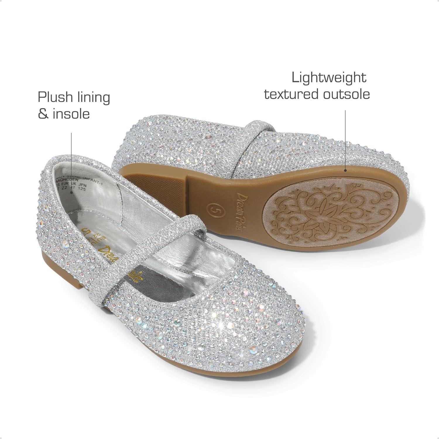 imageDREAM PAIRS Toddler Girls Dress Shoes Mary Jane Ballet Flats Flower Girl Shoes with Rhinestone Slipon Toddler Mary Jane FlatsSilverGlitter