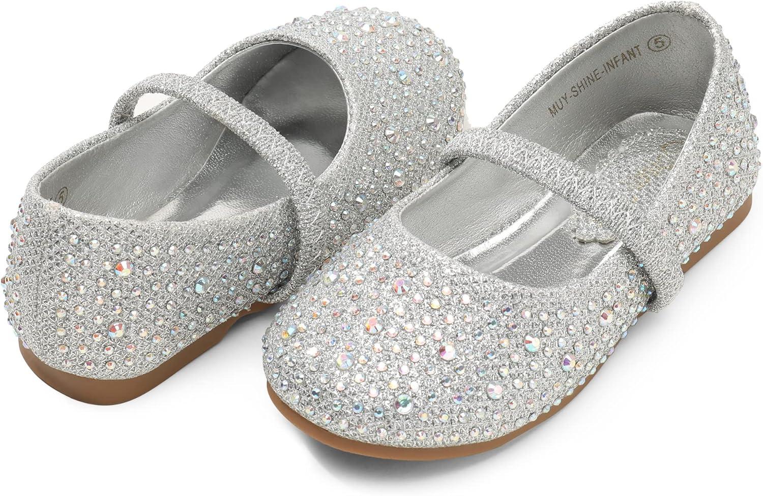 imageDREAM PAIRS Toddler Girls Dress Shoes Mary Jane Ballet Flats Flower Girl Shoes with Rhinestone Slipon Toddler Mary Jane FlatsSilverGlitter