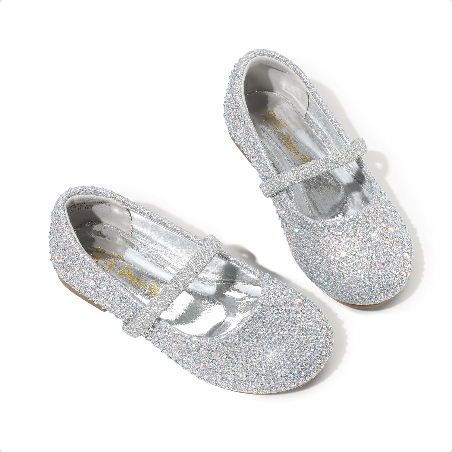 imageDREAM PAIRS Toddler Girls Dress Shoes Mary Jane Ballet Flats Flower Girl Shoes with Rhinestone Slipon Toddler Mary Jane FlatsSilverGlitter