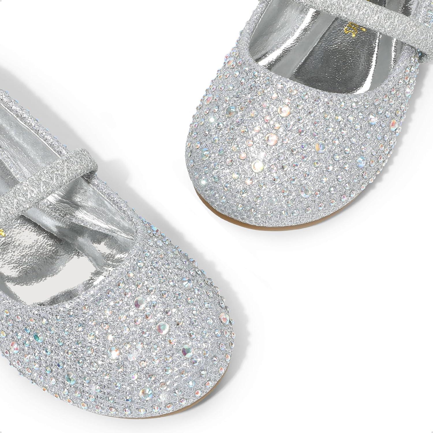 imageDREAM PAIRS Toddler Girls Dress Shoes Mary Jane Ballet Flats Flower Girl Shoes with Rhinestone Slipon Toddler Mary Jane FlatsSilverGlitter