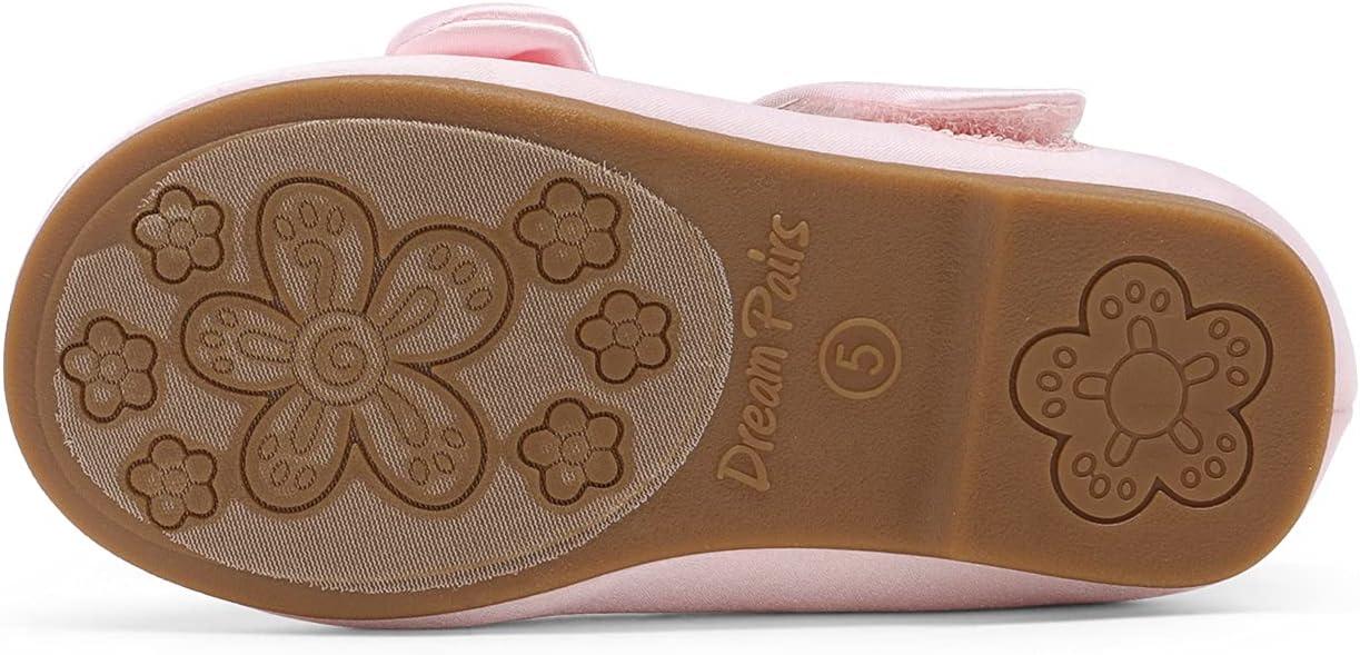 imageDREAM PAIRS Toddler Girls Dress Shoes Mary Jane Flats Girls School Uniform Flats Bow Ballerina ShoesPinkSatin