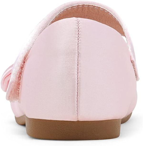 imageDREAM PAIRS Toddler Girls Dress Shoes Mary Jane Flats Girls School Uniform Flats Bow Ballerina ShoesPinkSatin