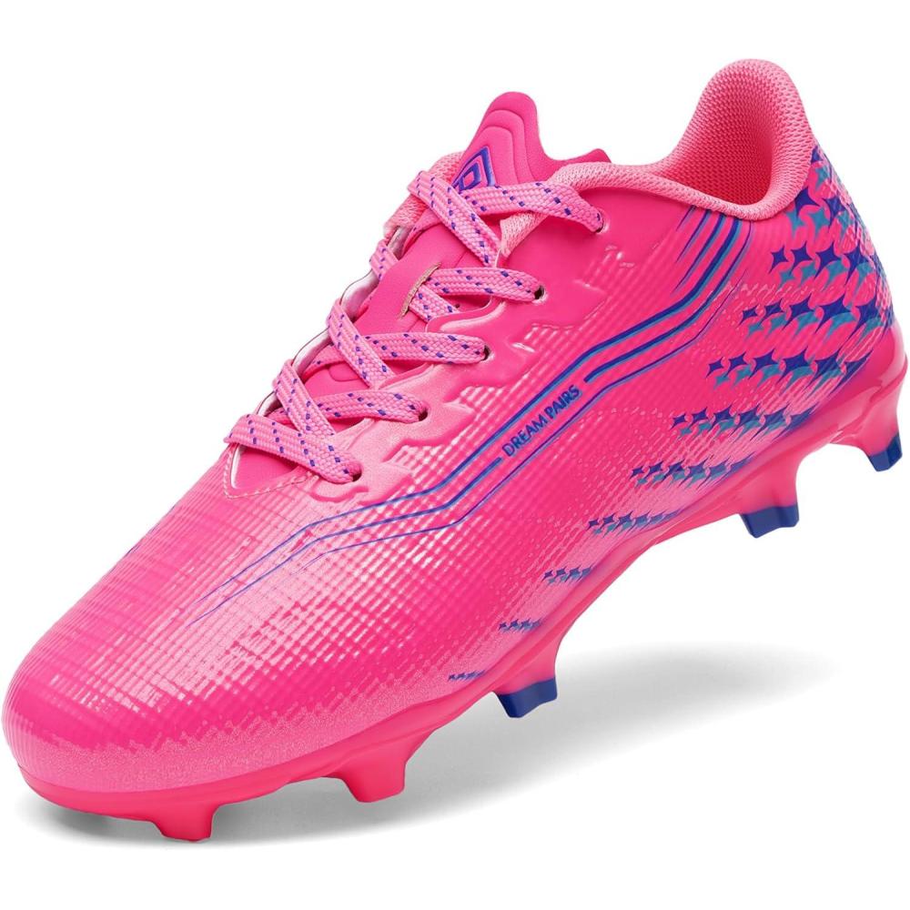 imageDREAM PAIRS Boys Girls FG AG Soccer Cleats HighSpeed AntiTwist Lightweight Football ShoesHot Pink