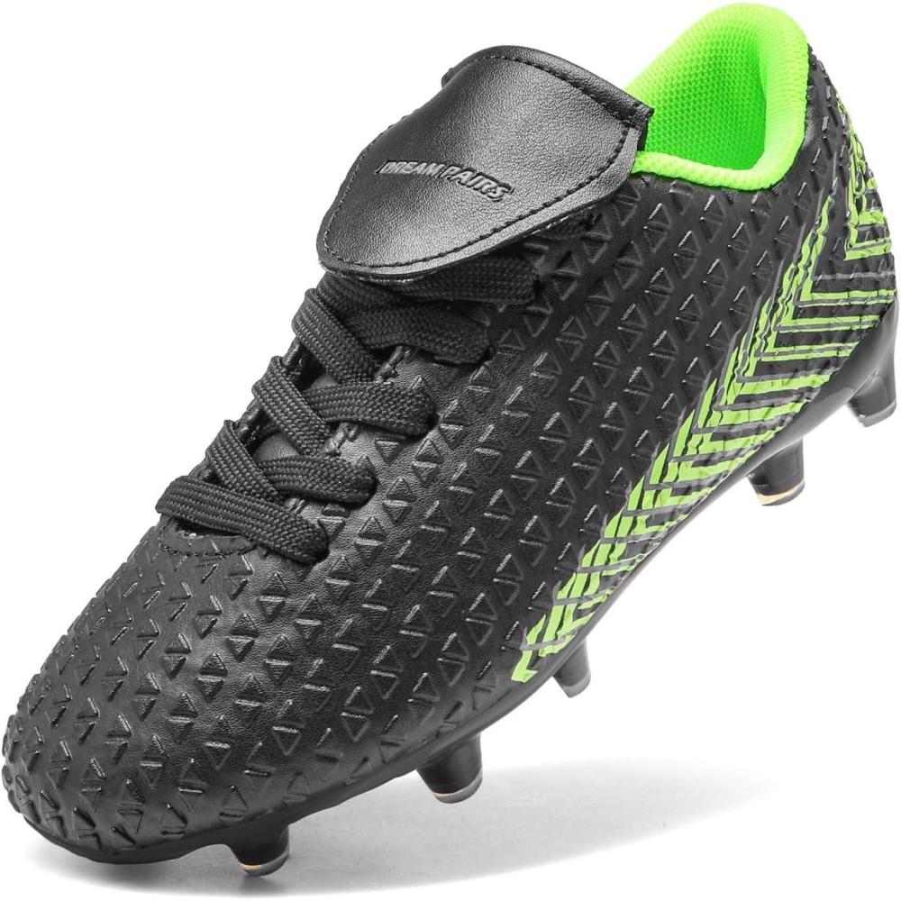 imageDREAM PAIRS Boys Girls Outdoor Soccer Cleats Firm Ground Football Shoes for LittleBig KidBlackNeonGreen