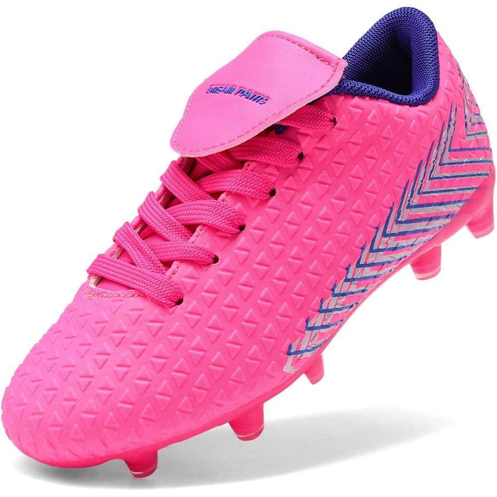 imageDREAM PAIRS Boys Girls Outdoor Soccer Cleats Firm Ground Football Shoes for LittleBig KidFuchsiaRoyalBlue