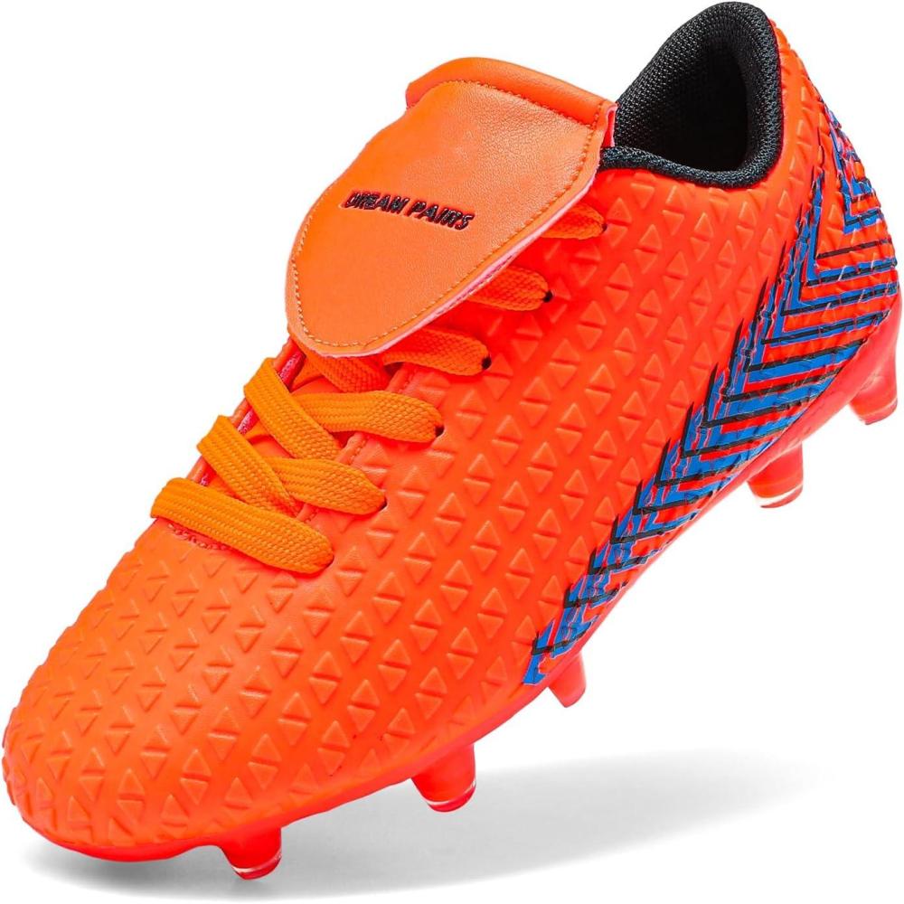 imageDREAM PAIRS Boys Girls Outdoor Soccer Cleats Firm Ground Football Shoes for LittleBig KidOrangeBlack