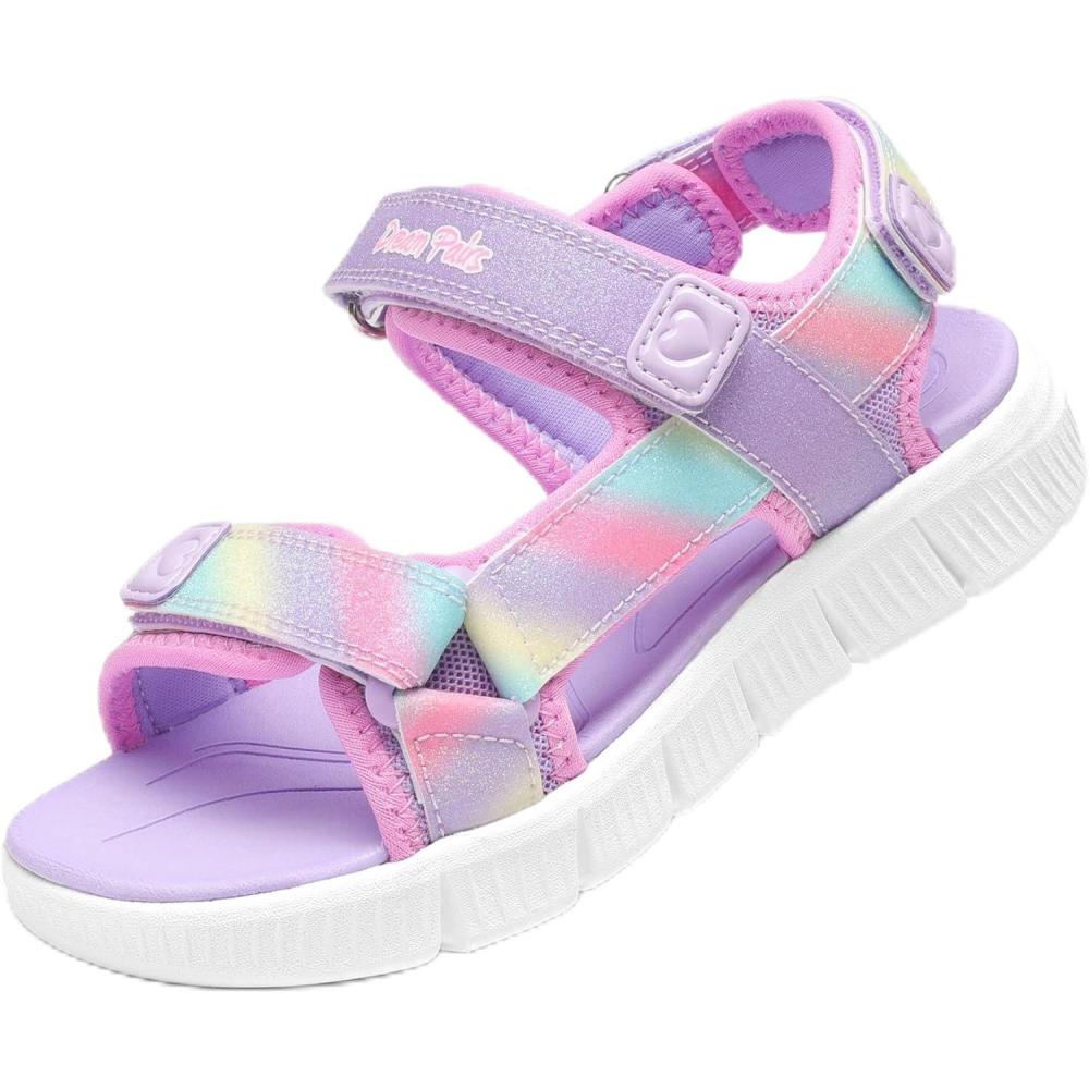 imageDREAM PAIRS Boys Girls Sandals Kids Athletic Summer Water Open Toe Shoes for LittleBig KidRainbowPurple
