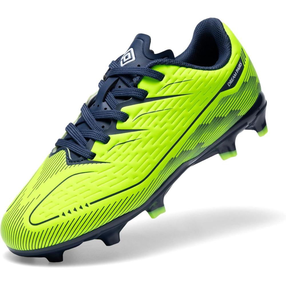 imageDREAM PAIRS Kids Multi Ground Soccer Cleats with HighSpeed AntiTwist TPU Plate Athletic Football Shoes for LittleBig KidsNeon Green