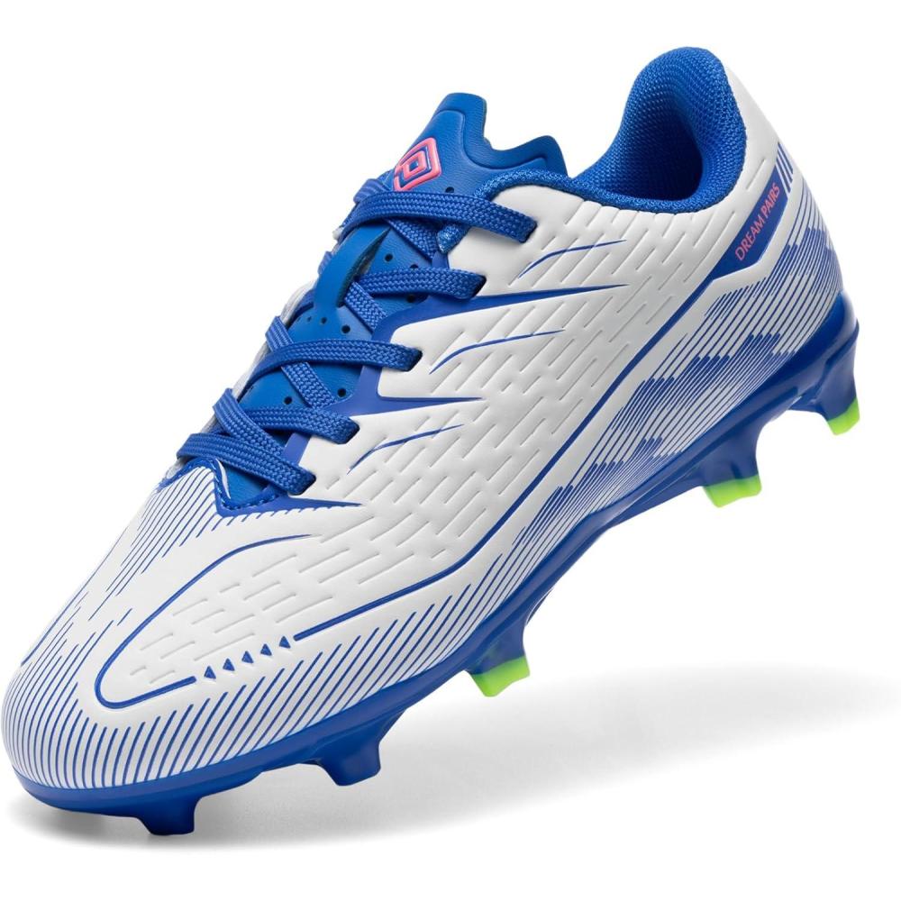 imageDREAM PAIRS Kids Multi Ground Soccer Cleats with HighSpeed AntiTwist TPU Plate Athletic Football Shoes for LittleBig KidsWhiteBlue