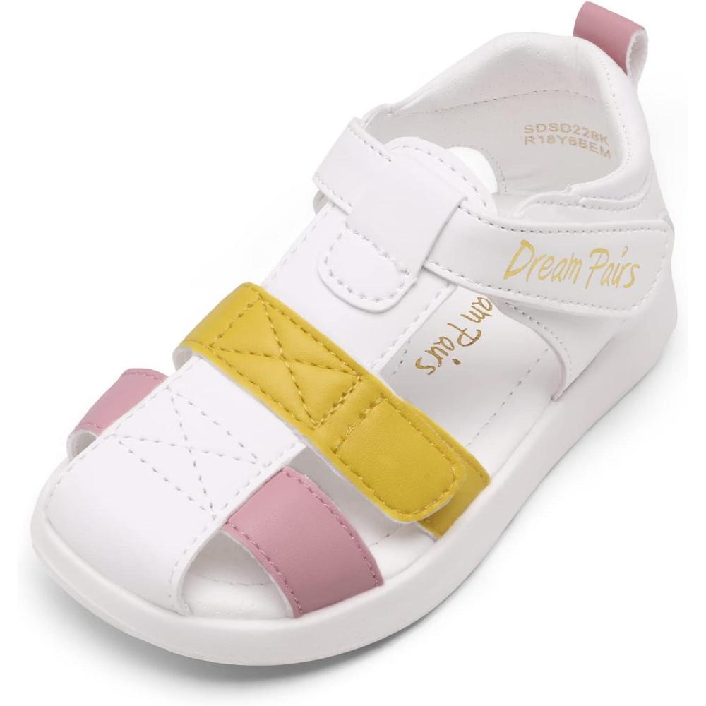 imageDREAM PAIRS Toddler Boys Girls Sandals ClosedToe Summer Dress Sandals ShoesYellowPink