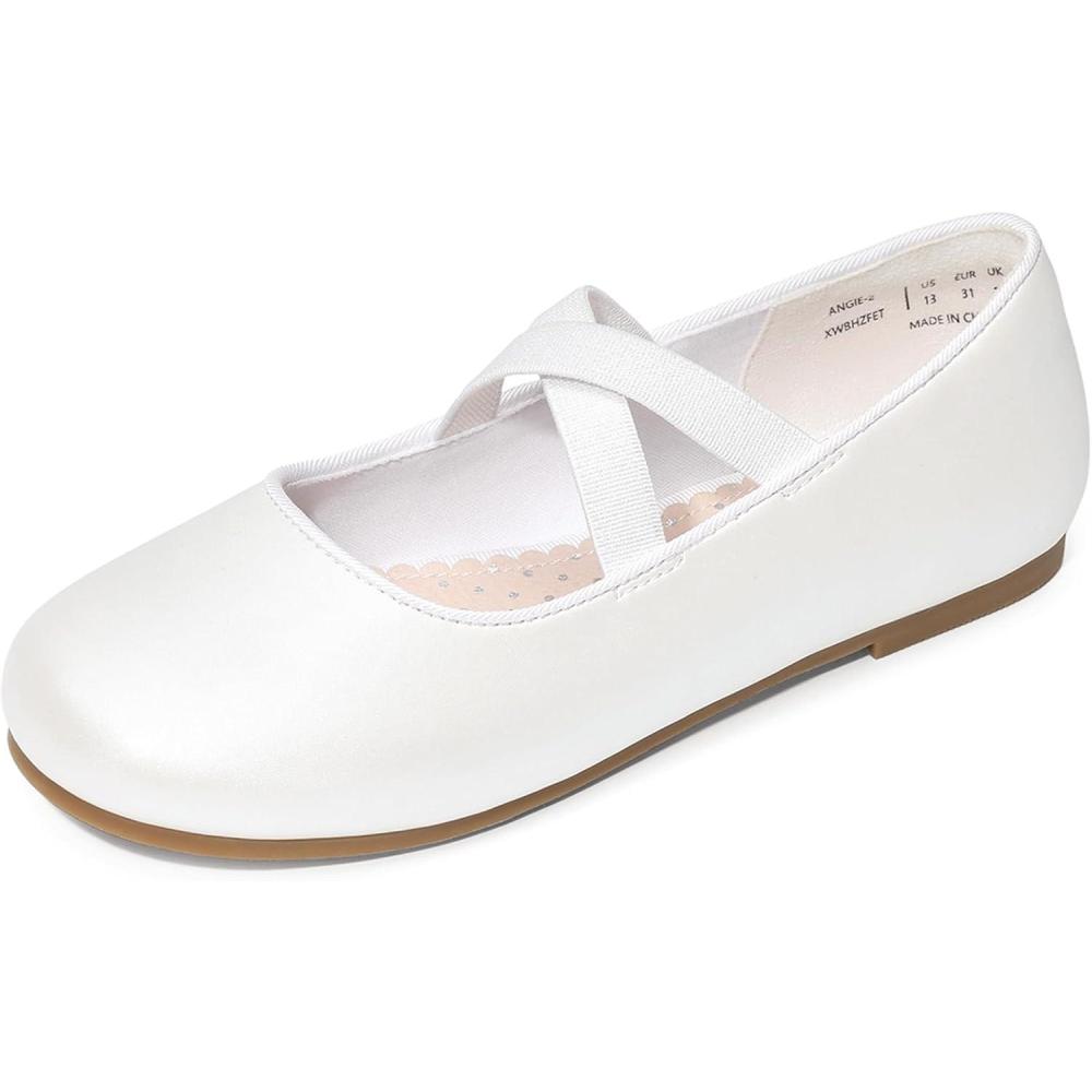 imageDream Pairs Girls Ballerina Dress Shoes Mary Jane FlatsWhitepu