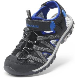 DREAM PAIRS Boys Girls Closed-Toe Outdoor Summer Sport Sandals for Toddler/Little/Big Kid(Black/Grey/Blue)
